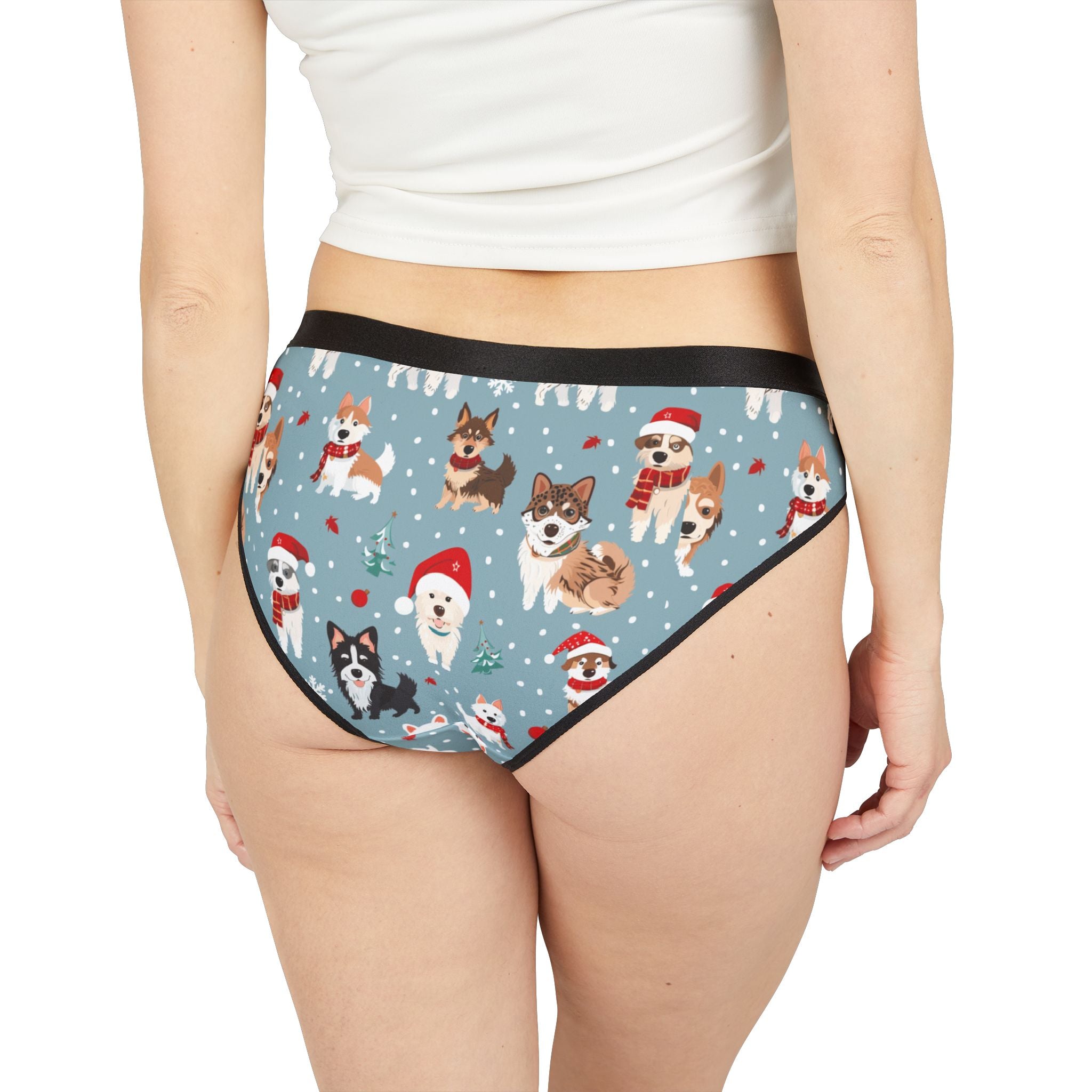 Christmas Dogs Pattern Women's Bikini Briefs — Cute Holiday Puppy Print Underwear