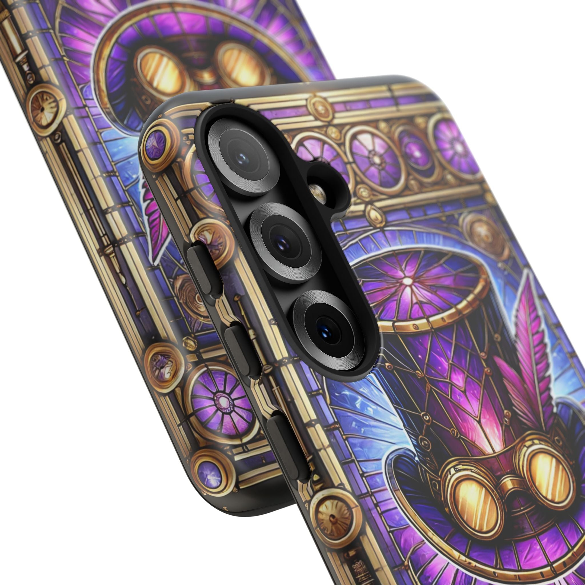 Stained Glass Steampunk Android Phone Case – 3D Full-Wrap Protective Cover with TPU Liner
