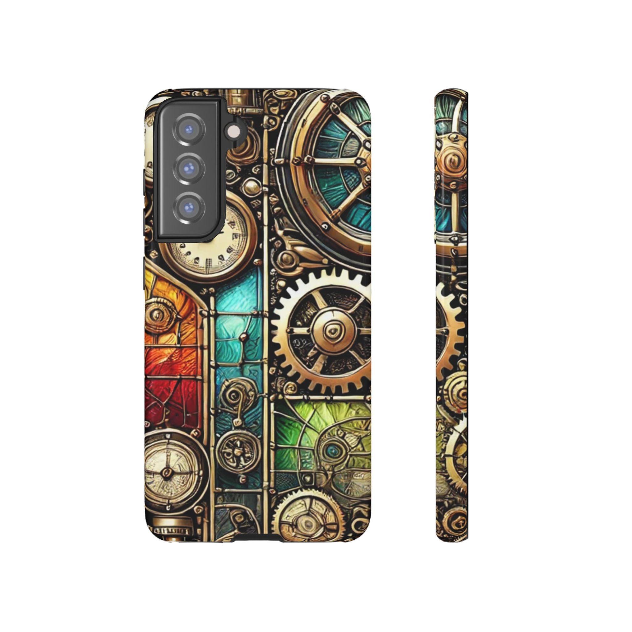 Steampunk Faux Stained Glass Android Phone Case – 3D Full-Wrap Protective Cover with TPU Liner