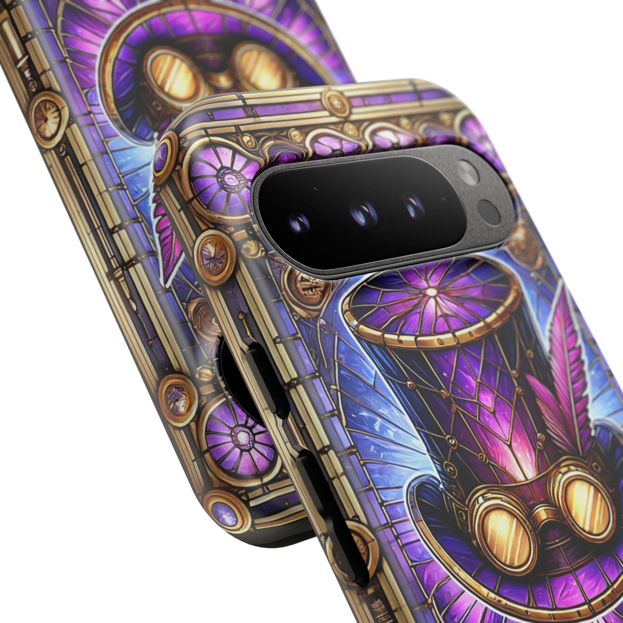 Stained Glass Steampunk Android Phone Case – 3D Full-Wrap Protective Cover with TPU Liner