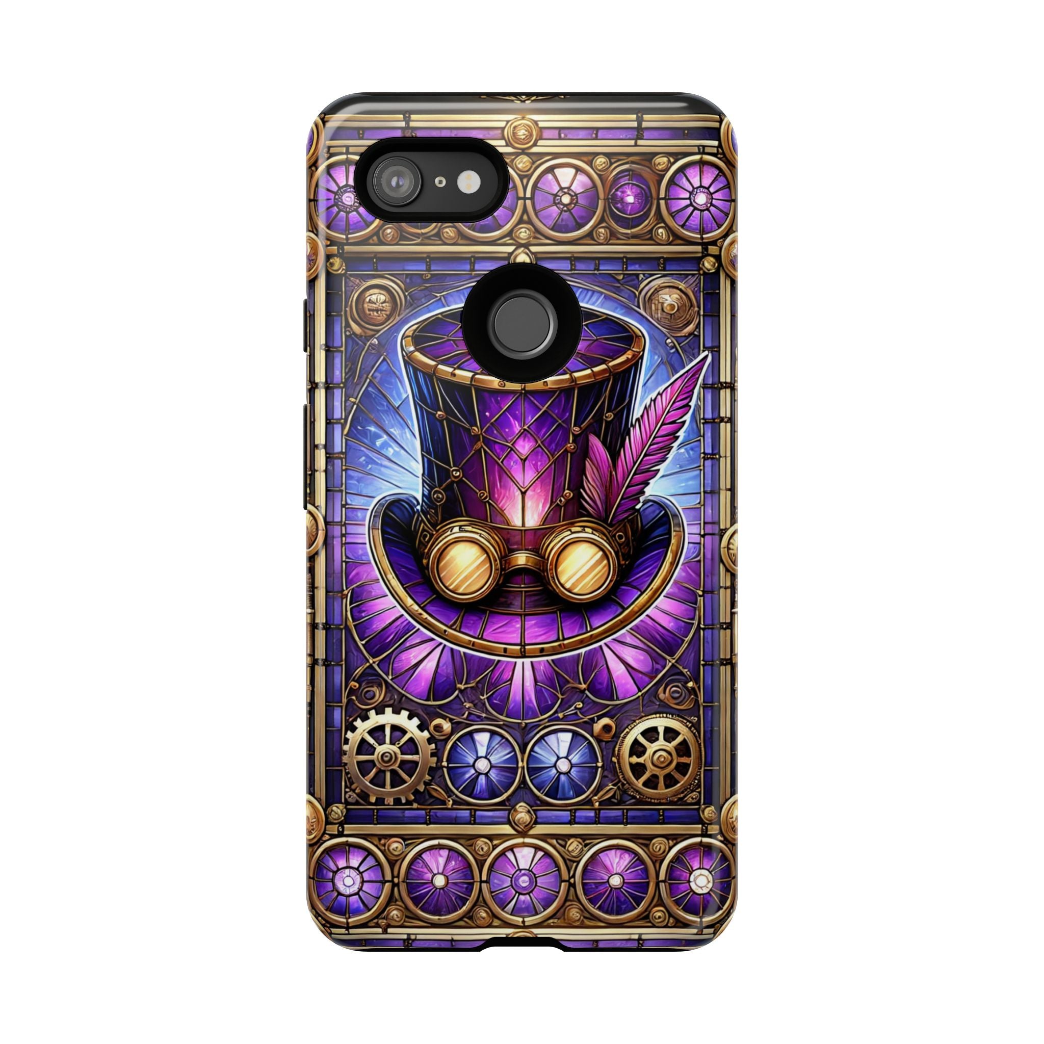 Stained Glass Steampunk Android Phone Case – 3D Full-Wrap Protective Cover with TPU Liner