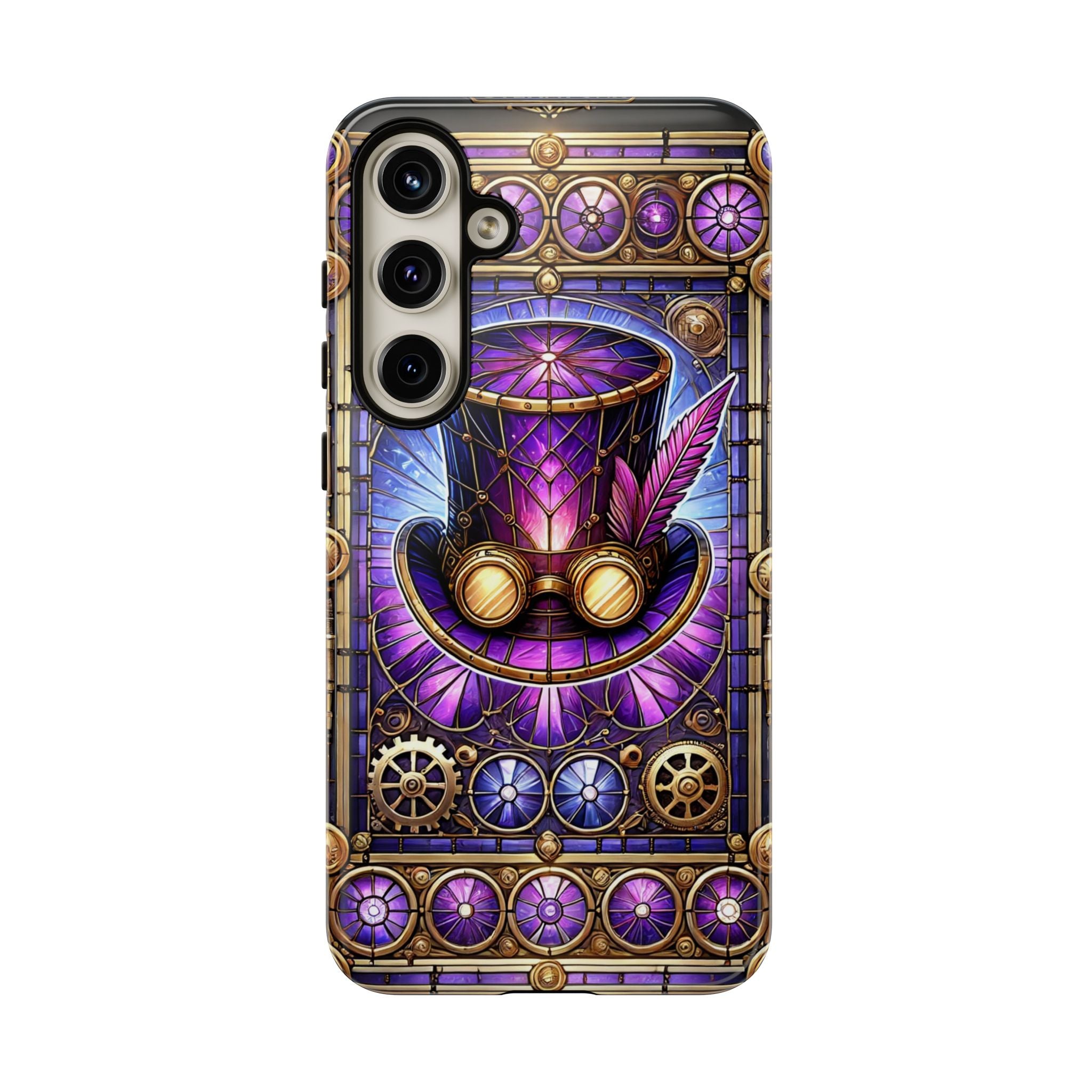 Stained Glass Steampunk Android Phone Case – 3D Full-Wrap Protective Cover with TPU Liner