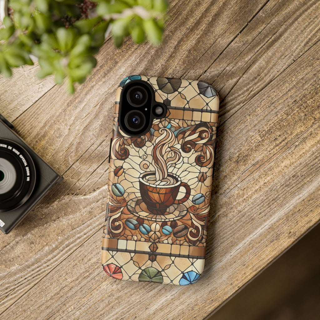 Stained Glass Coffee iPhone Case – Shockproof TPU, 3D Wrap Design
