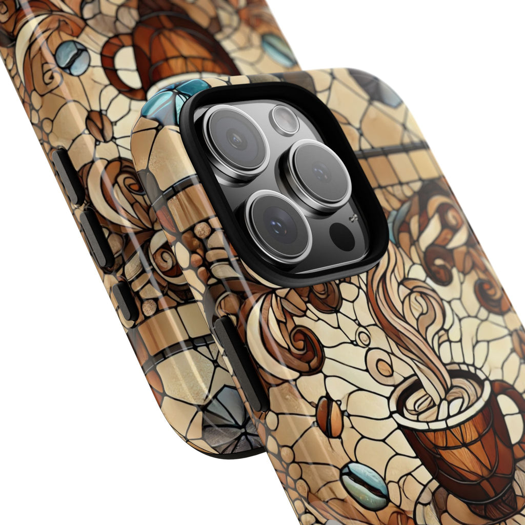 Stained Glass Coffee iPhone Case – Shockproof TPU, 3D Wrap Design