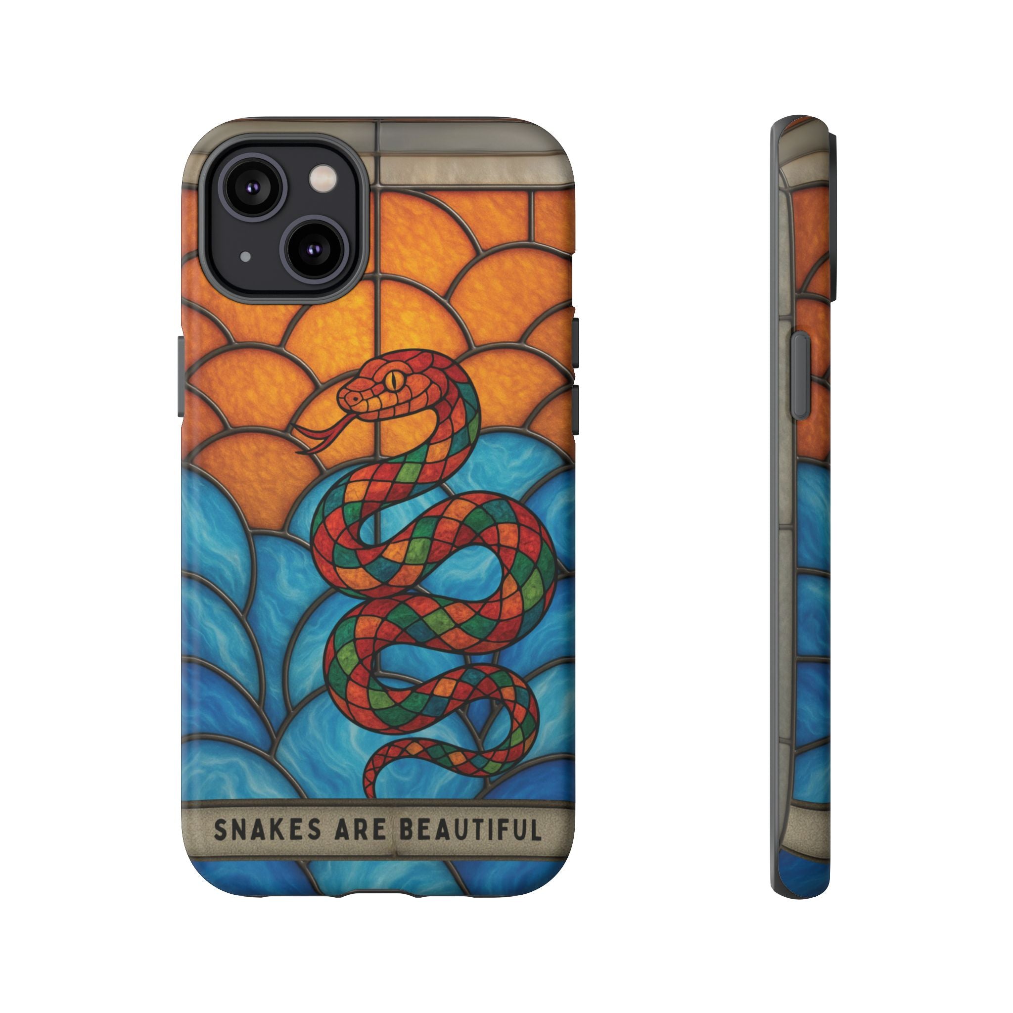 Snakes Are Beautiful Stained Glass Phone Case, Colorful Reptile Design Phone Cover, Nature Lovers Reptile Phone Case, Danger Noodle Case