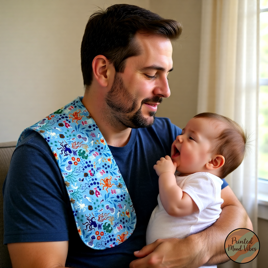 Glow in the Dark Ocean Baby Gift Set – Bib, Burp Cloth & Pacifier Holder (Newborn 1–3 Months)