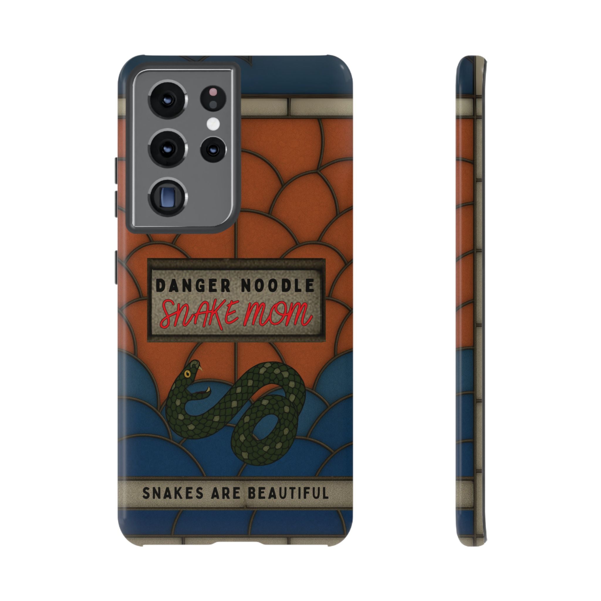 Danger Noodle Snake Mom Phone Case | Snakes Are Beautiful |Stained Glass Snake Art | Funny Snake Lover Gift |  Reptile Mom Phone Cover