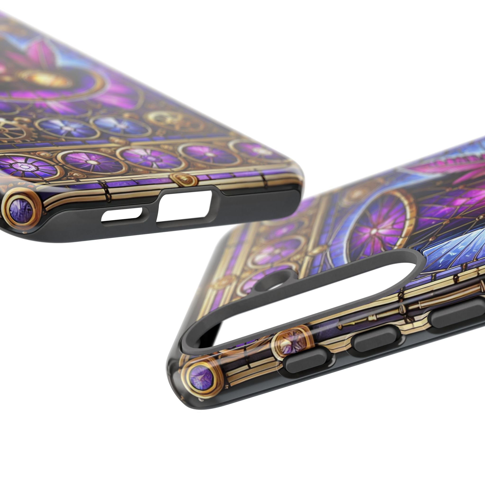 Stained Glass Steampunk Android Phone Case – 3D Full-Wrap Protective Cover with TPU Liner