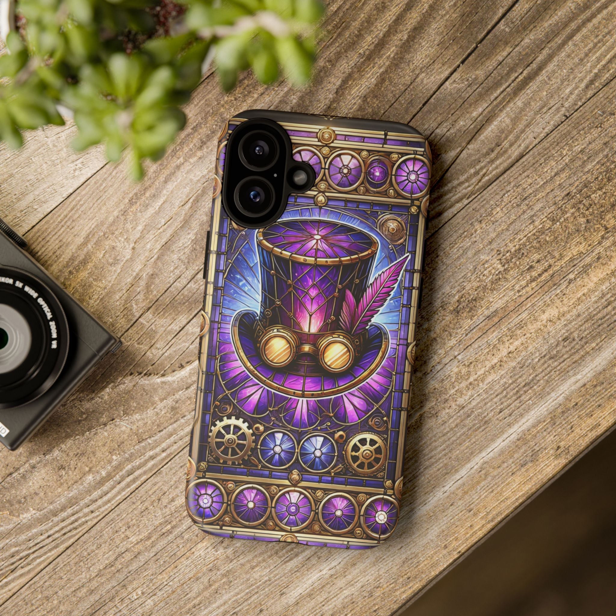 Stained Glass Steampunk iPhone Case – 3D Full-Wrap Protective Phone Cover With TPU Liner