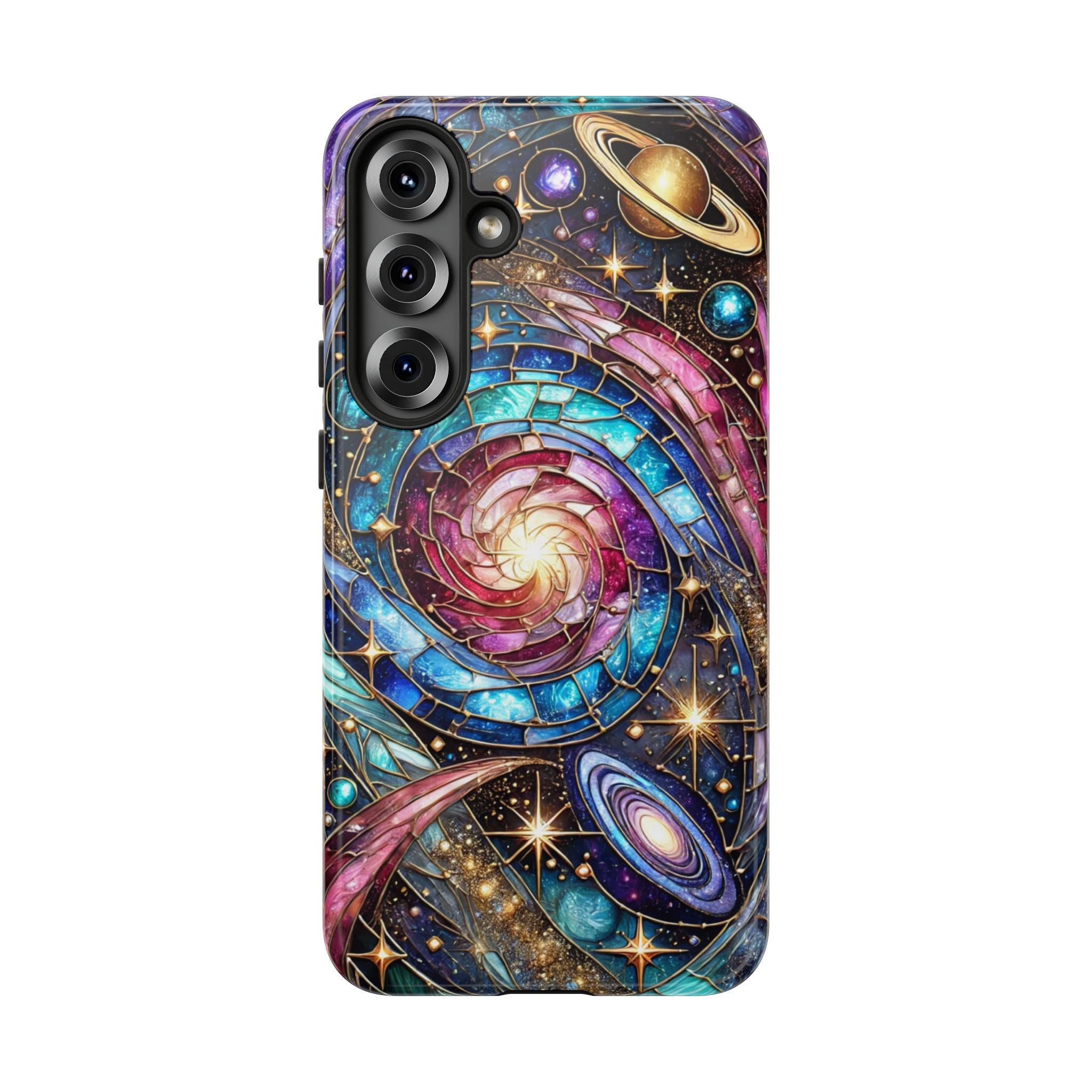Stained Glass Celestial Android Phone Case – 3D Galaxy Full-Wrap Protective Cover with TPU Liner