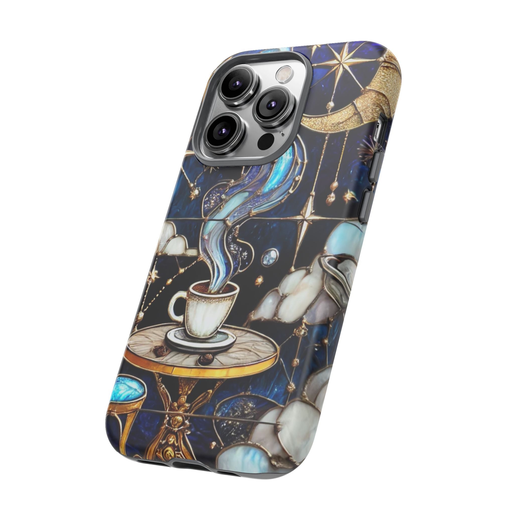 Celestial Stained Glass Coffee iPhone Case – Shockproof 3D Wrap