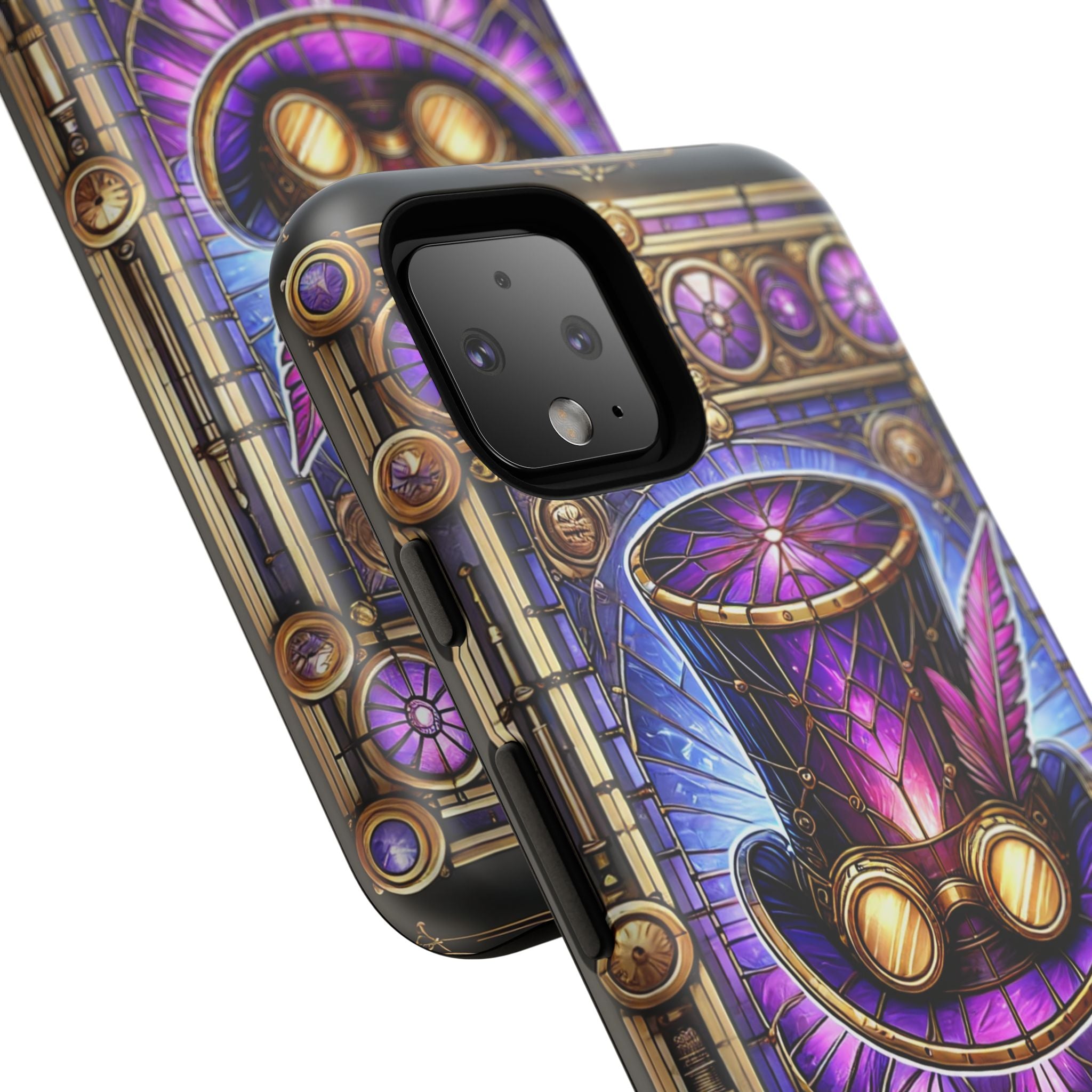 Stained Glass Steampunk Android Phone Case – 3D Full-Wrap Protective Cover with TPU Liner