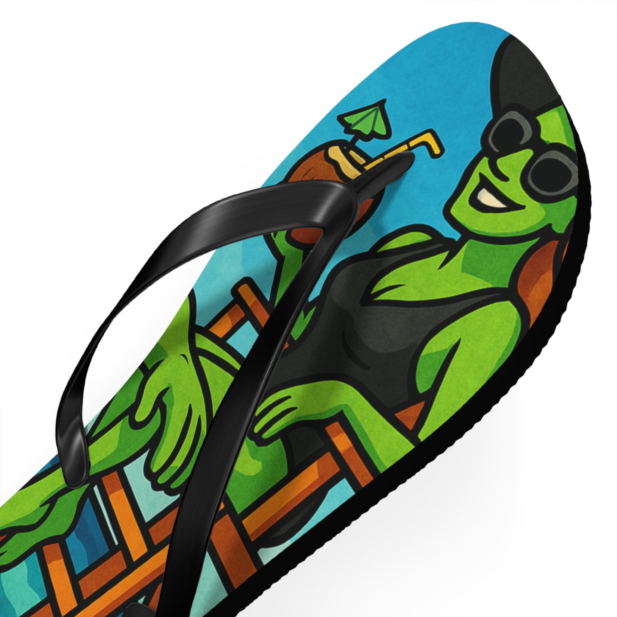 Fun Monster-Themed Flip Flops - Vibrant Summerween Sandals