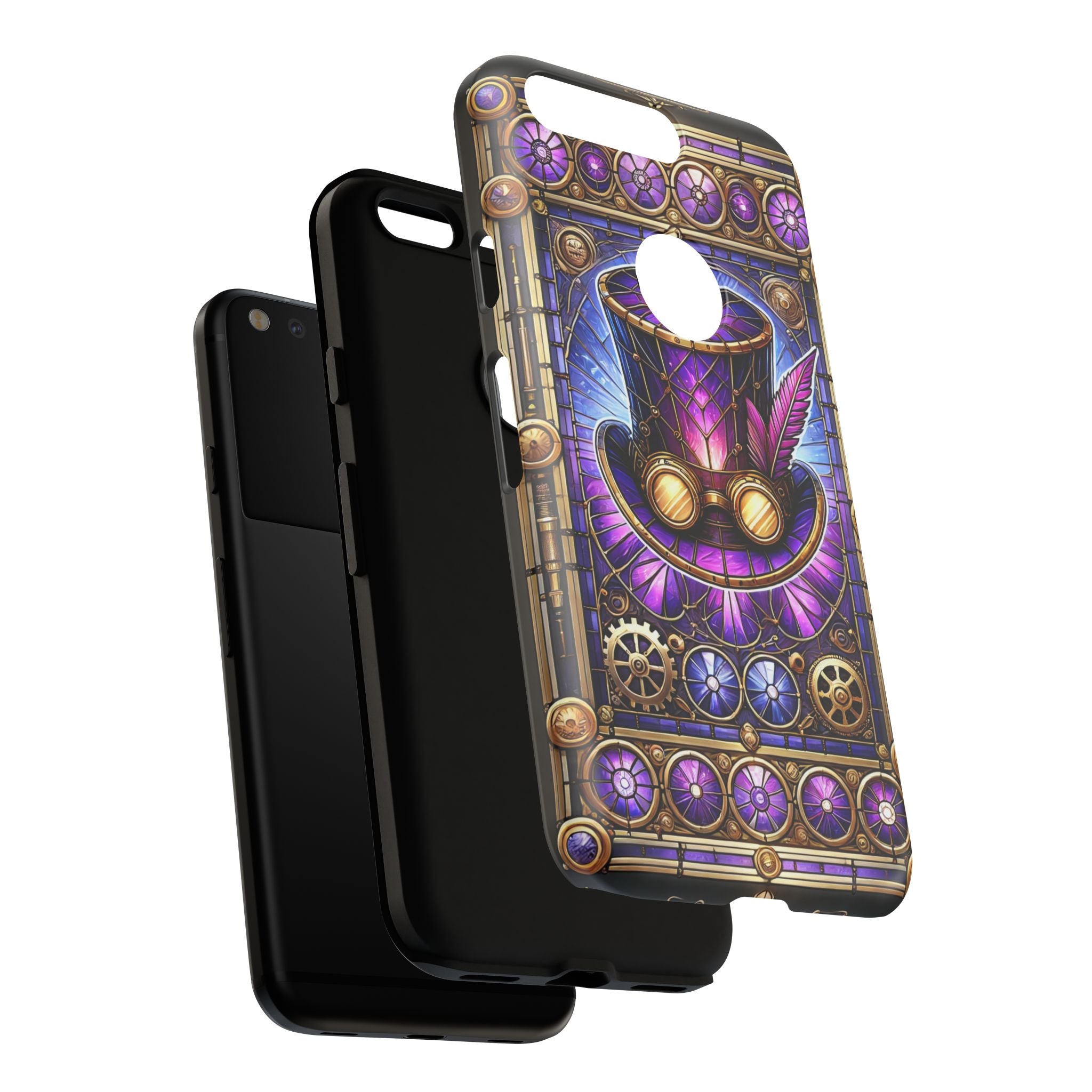 Stained Glass Steampunk Android Phone Case – 3D Full-Wrap Protective Cover with TPU Liner