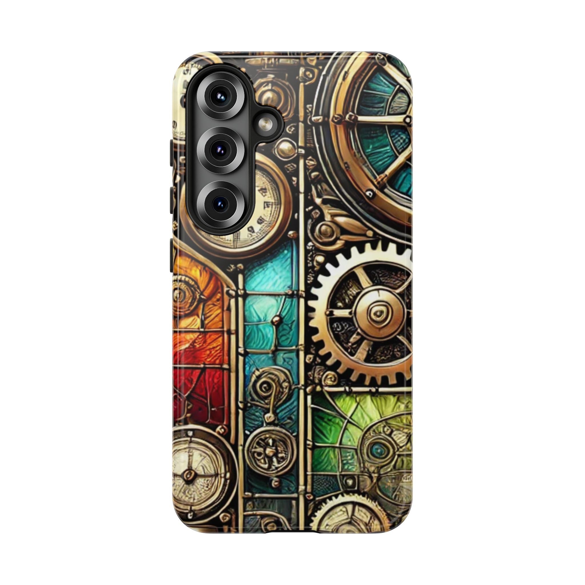 Steampunk Faux Stained Glass Android Phone Case – 3D Full-Wrap Protective Cover with TPU Liner
