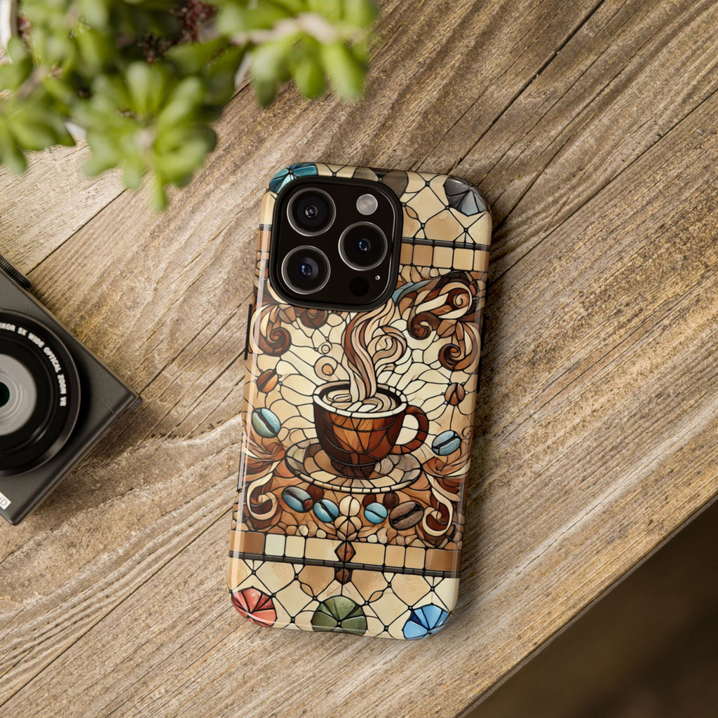 Stained Glass Coffee iPhone Case – Shockproof TPU, 3D Wrap Design