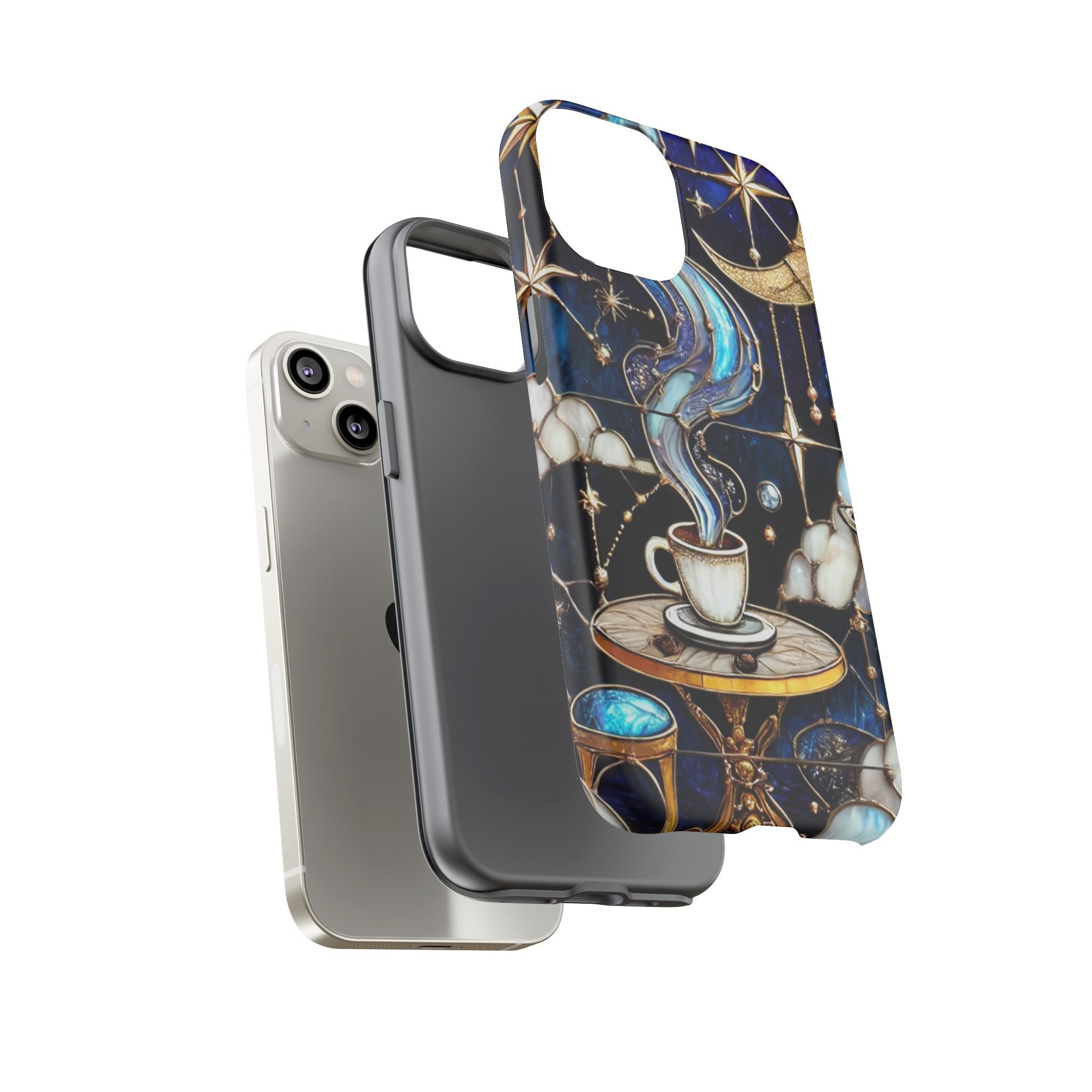 Celestial Stained Glass Coffee iPhone Case – Shockproof 3D Wrap