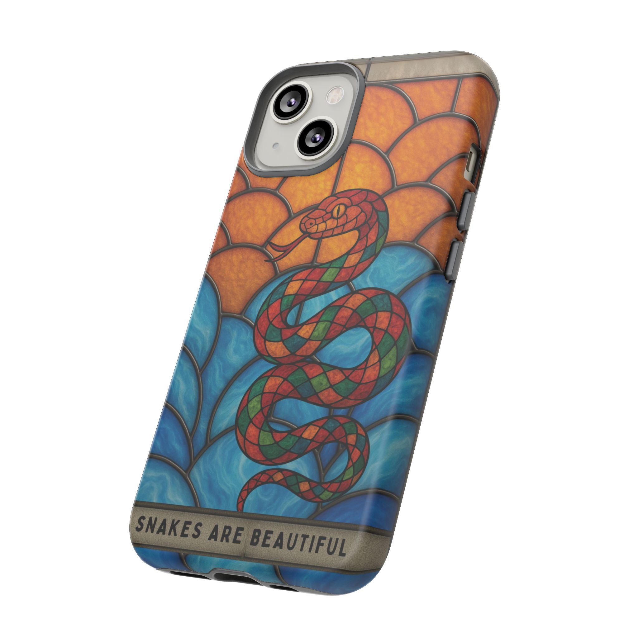 Snakes Are Beautiful Stained Glass Phone Case, Colorful Reptile Design Phone Cover, Nature Lovers Reptile Phone Case, Danger Noodle Case