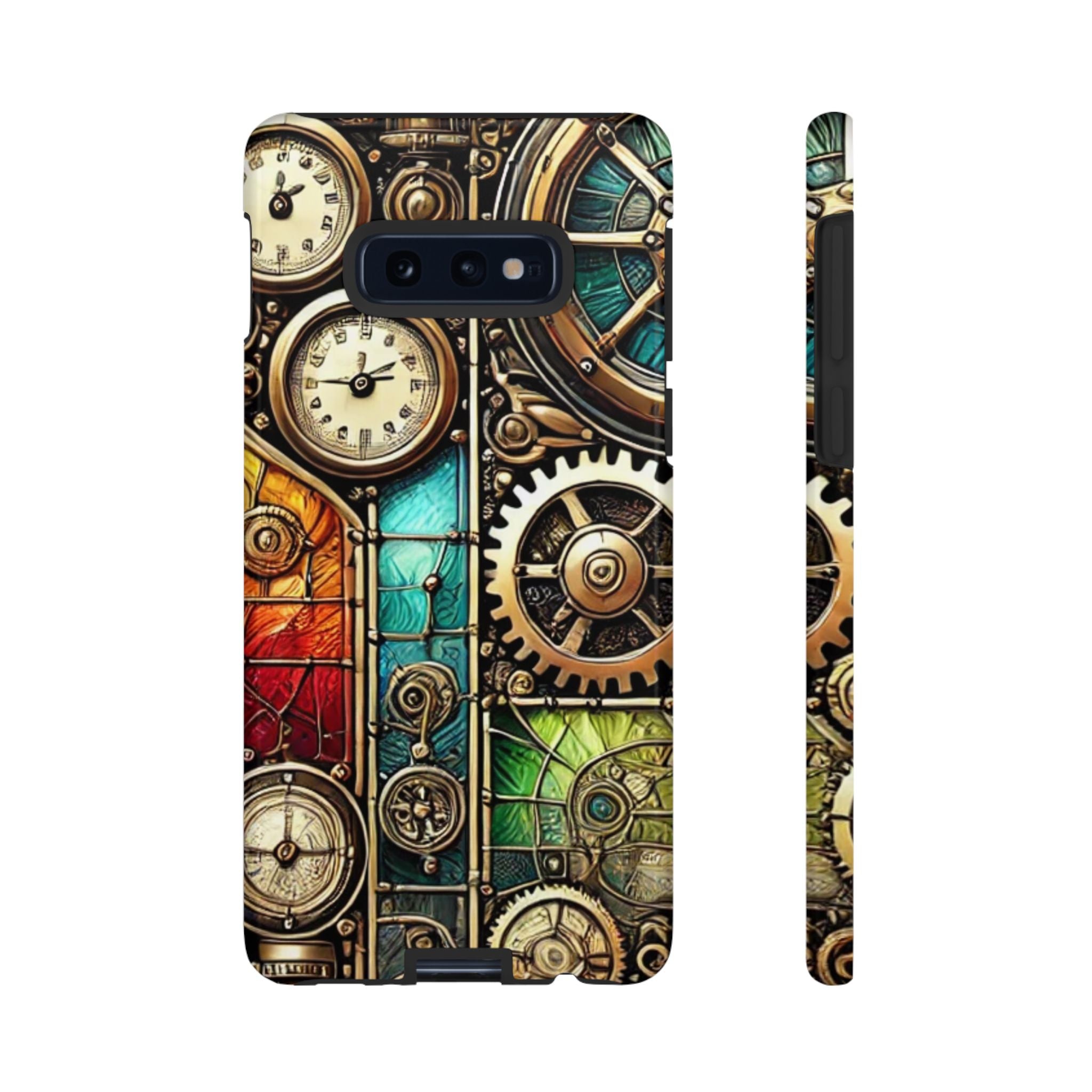 Steampunk Meets Stained Glass Android Case, Artistic Gear Design, Vintage Tech Accessory, Steampunk Decor, Faux Stained Glass Tech Decor