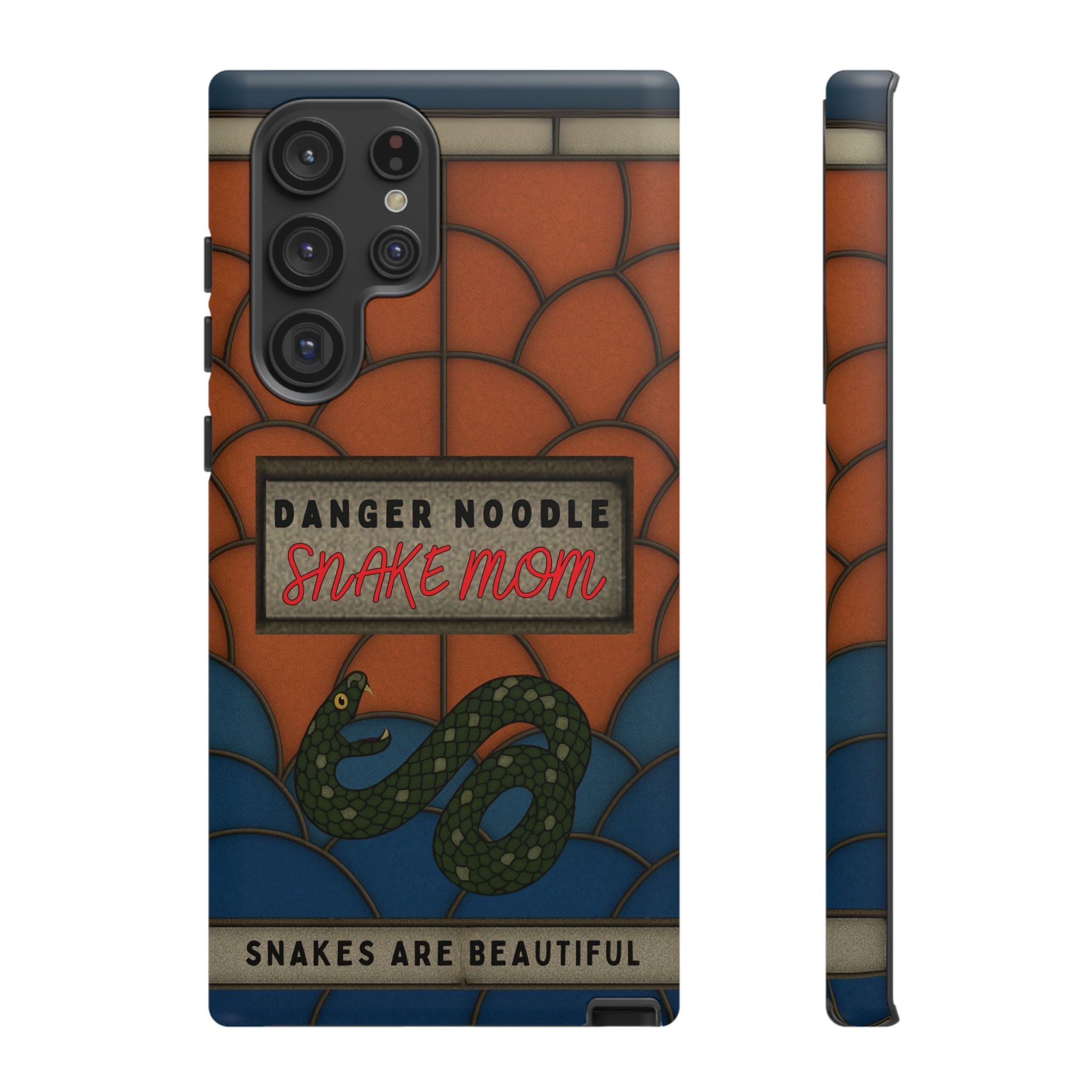 Danger Noodle Snake Mom Phone Case | Snakes Are Beautiful |Stained Glass Snake Art | Funny Snake Lover Gift |  Reptile Mom Phone Cover