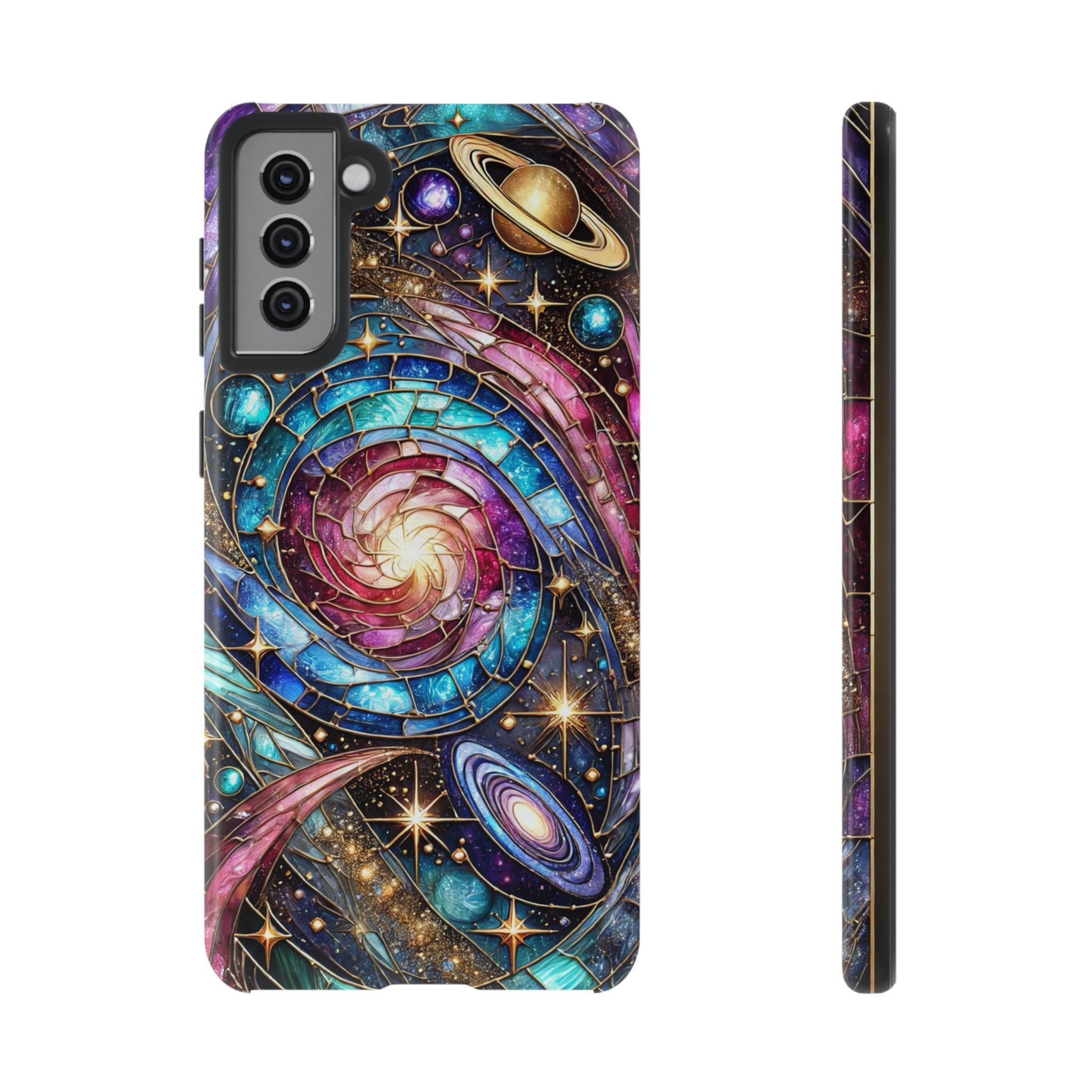 Stained Glass Celestial Android Phone Case – 3D Galaxy Full-Wrap Protective Cover with TPU Liner