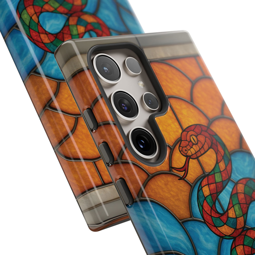 Snakes Are Beautiful Stained Glass Phone Case, Colorful Reptile Design Phone Cover, Nature Lovers Reptile Phone Case, Danger Noodle Case