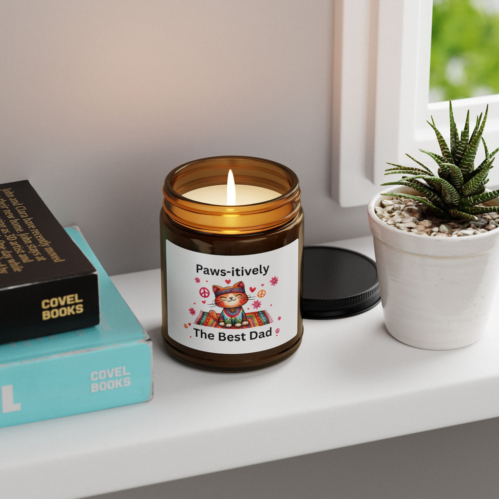 Paws-itively The Best Dad Scented Soy Candle, Cat Dad Gift