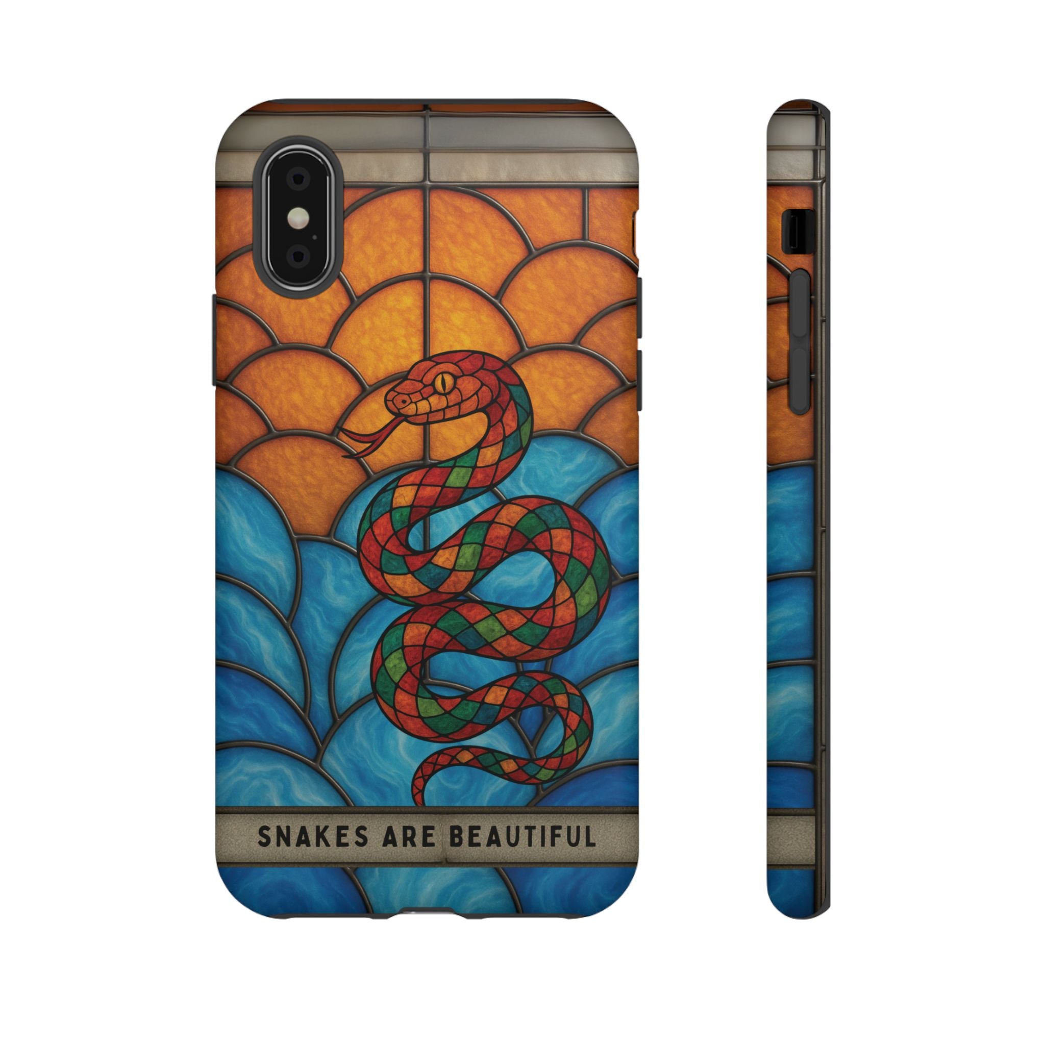 Snakes Are Beautiful Stained Glass Phone Case, Colorful Reptile Design Phone Cover, Nature Lovers Reptile Phone Case, Danger Noodle Case