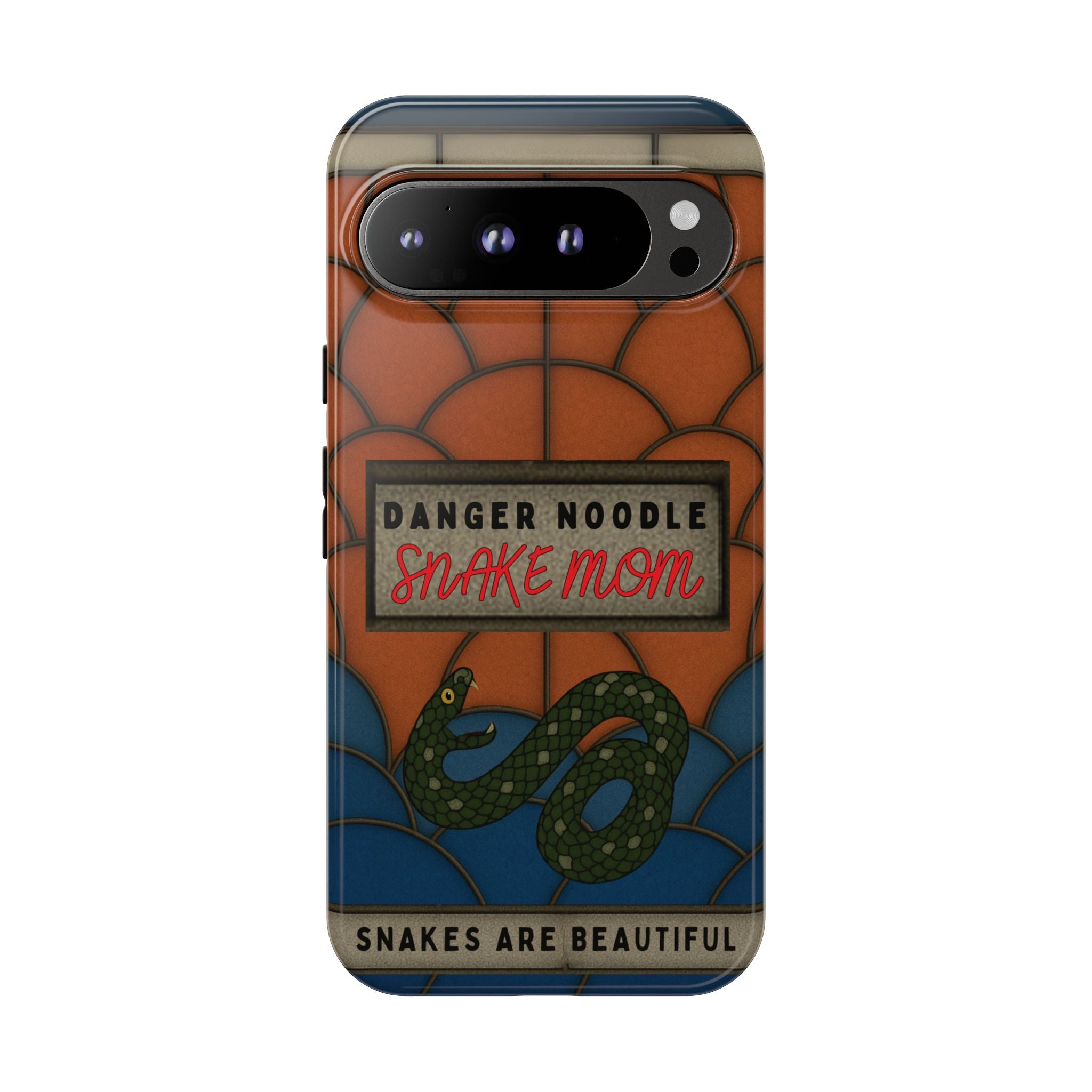 Danger Noodle Snake Mom Phone Case | Snakes Are Beautiful |Stained Glass Snake Art | Funny Snake Lover Gift |  Reptile Mom Phone Cover