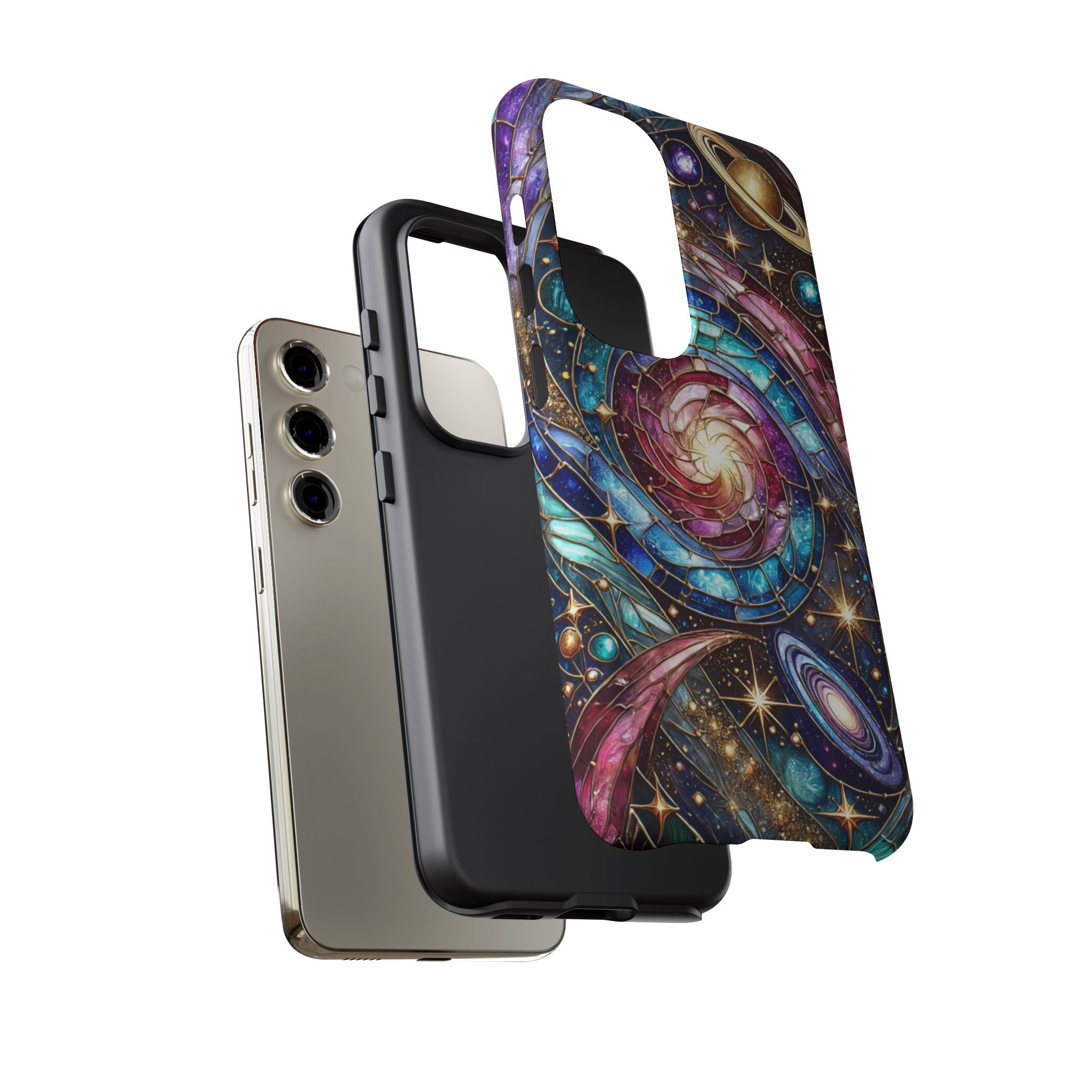 Stained Glass Celestial Android Phone Case – 3D Galaxy Full-Wrap Protective Cover with TPU Liner