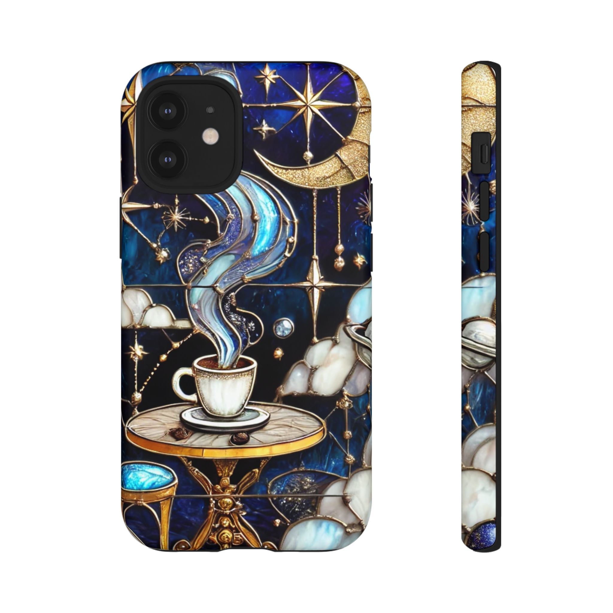 Celestial Stained Glass Coffee iPhone Case – Shockproof 3D Wrap