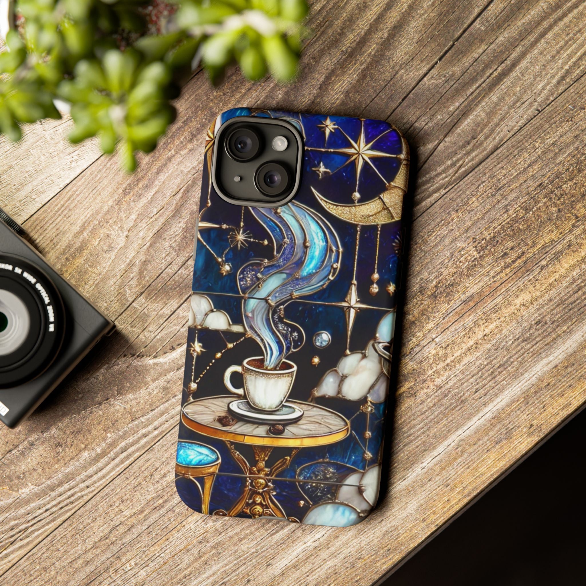 Celestial Stained Glass Coffee iPhone Case – Shockproof 3D Wrap