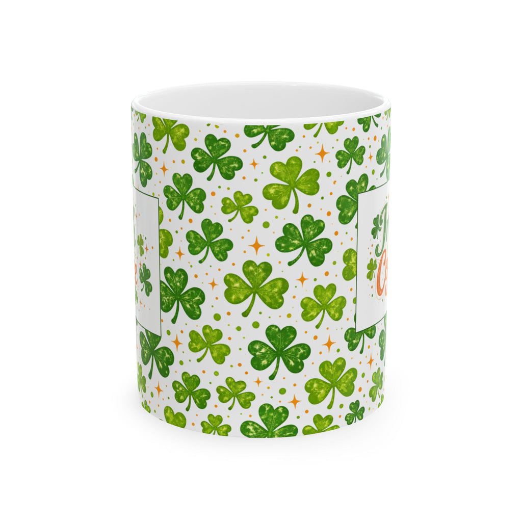 St. Patrick’s Day Irish Coffee Shamrock Ceramic Mug – Lucky Clover Pattern