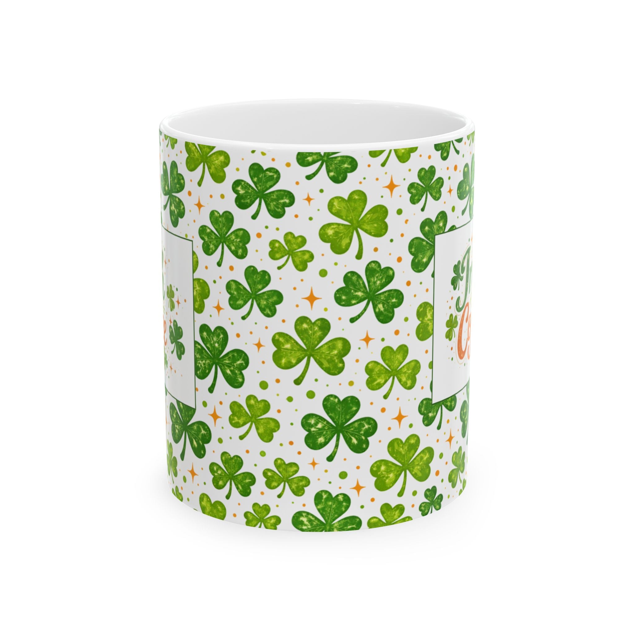 St. Patrick’s Day Irish Coffee Shamrock Ceramic Mug – Lucky Clover Pattern