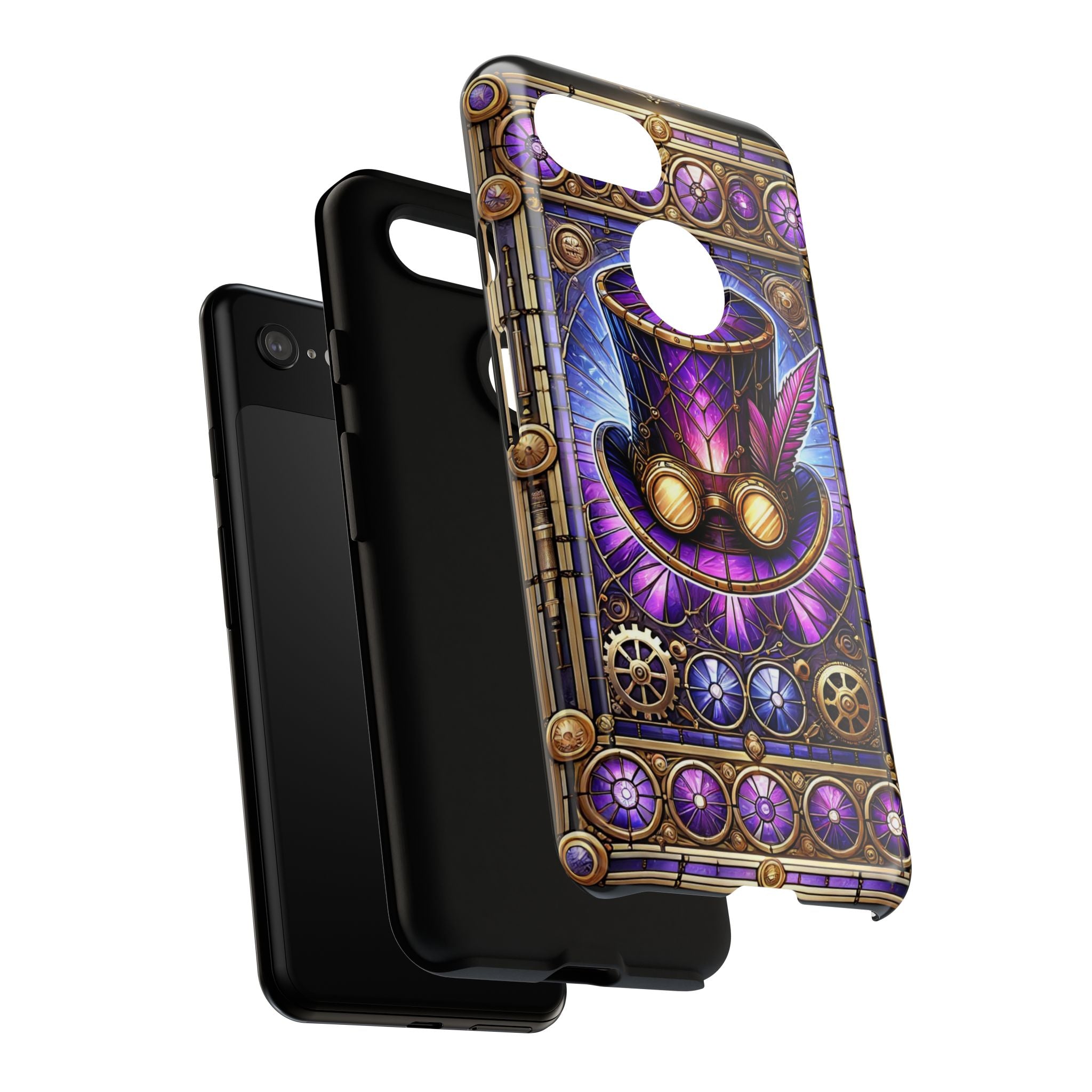 Stained Glass Steampunk Android Phone Case – 3D Full-Wrap Protective Cover with TPU Liner