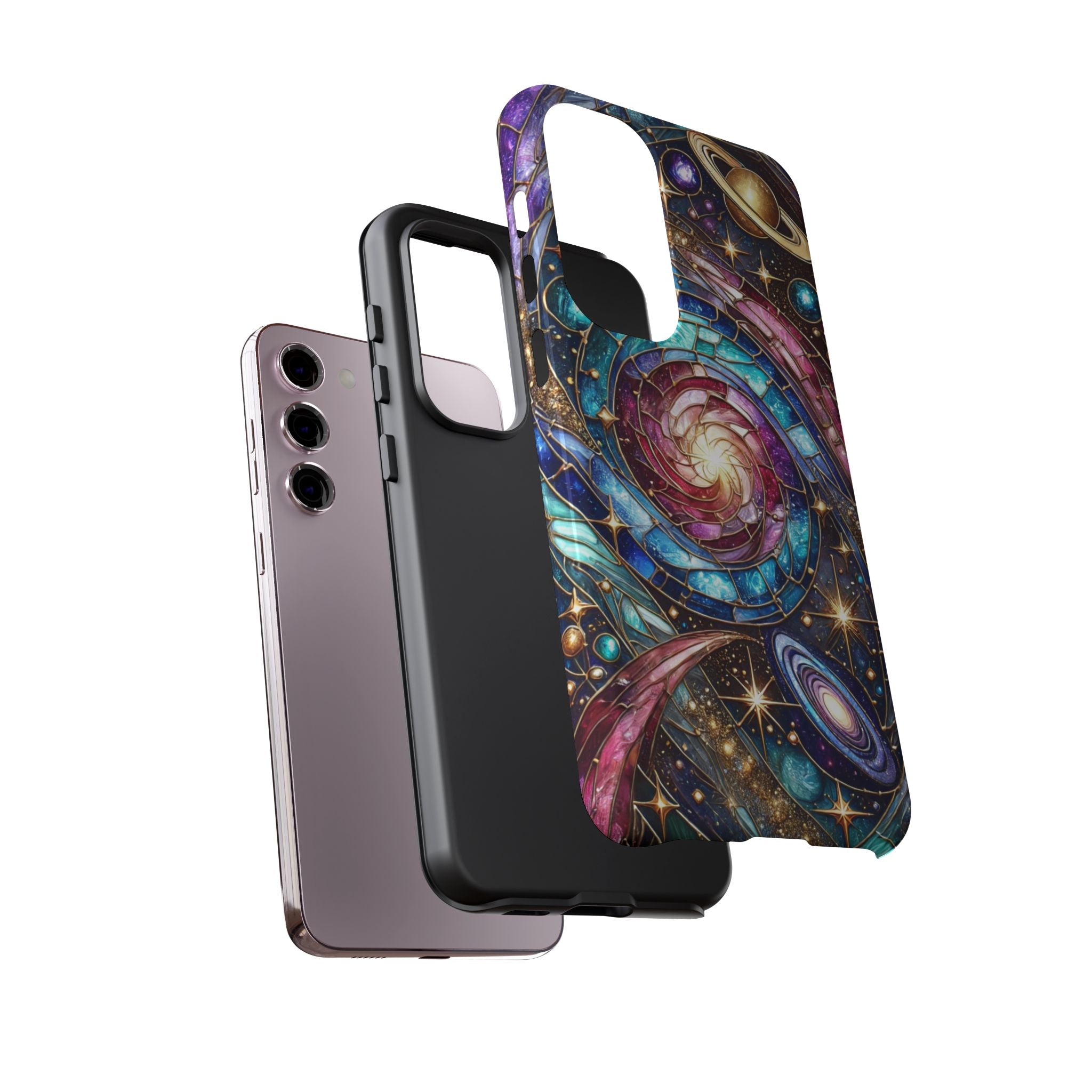Stained Glass Celestial Android Phone Case – 3D Galaxy Full-Wrap Protective Cover with TPU Liner