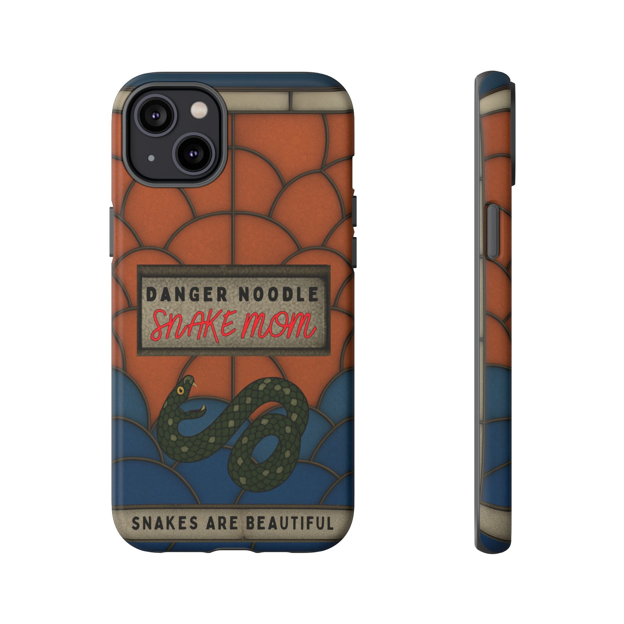 Danger Noodle Snake Mom Phone Case | Snakes Are Beautiful |Stained Glass Snake Art | Funny Snake Lover Gift |  Reptile Mom Phone Cover
