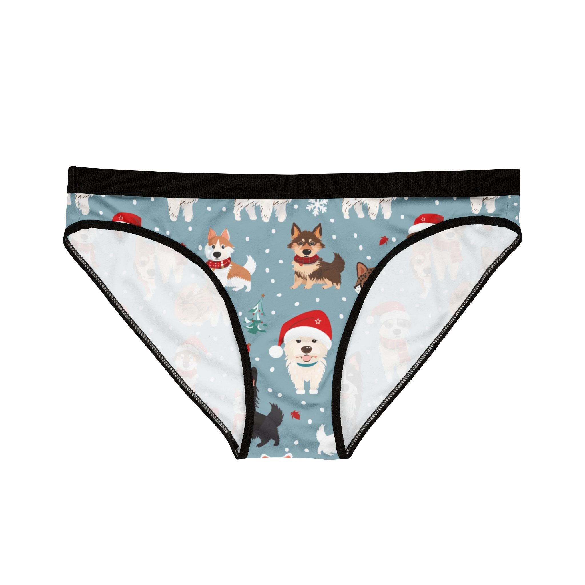 Christmas Dogs Pattern Women's Bikini Briefs — Cute Holiday Puppy Print Underwear