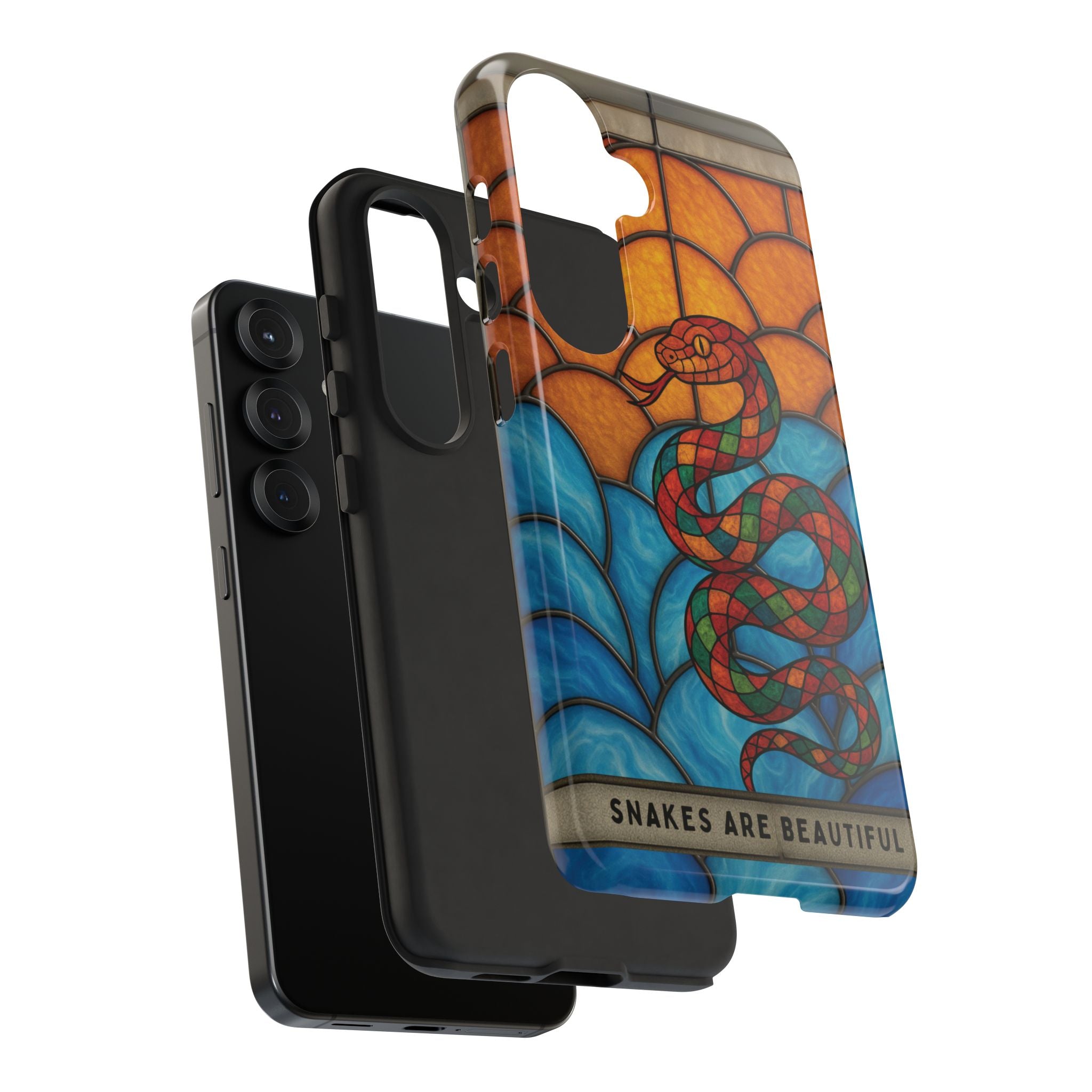Snakes Are Beautiful Stained Glass Phone Case, Colorful Reptile Design Phone Cover, Nature Lovers Reptile Phone Case, Danger Noodle Case