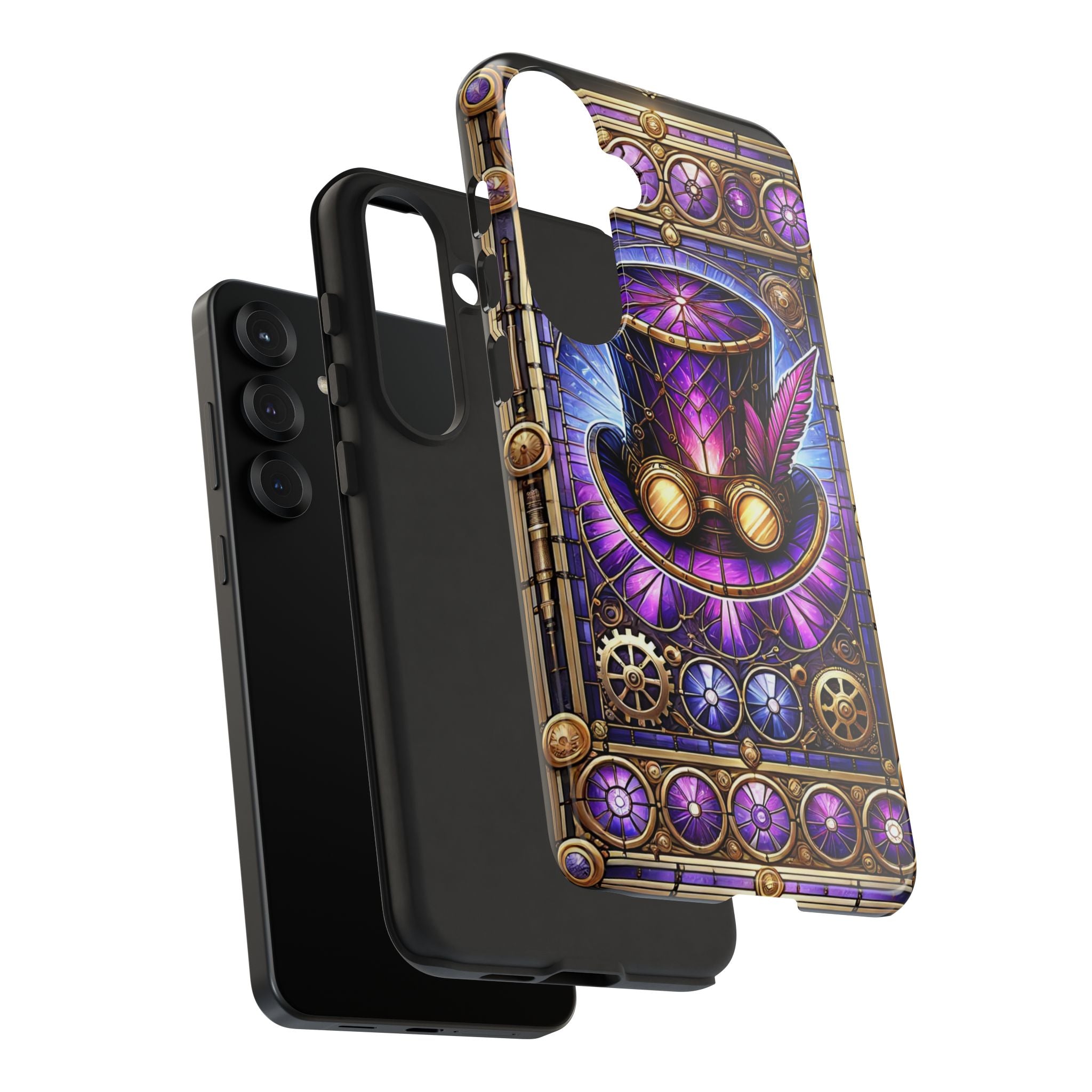 Stained Glass Steampunk Android Phone Case – 3D Full-Wrap Protective Cover with TPU Liner