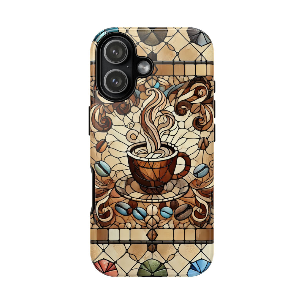 Stained Glass Coffee iPhone Case – Shockproof TPU, 3D Wrap Design