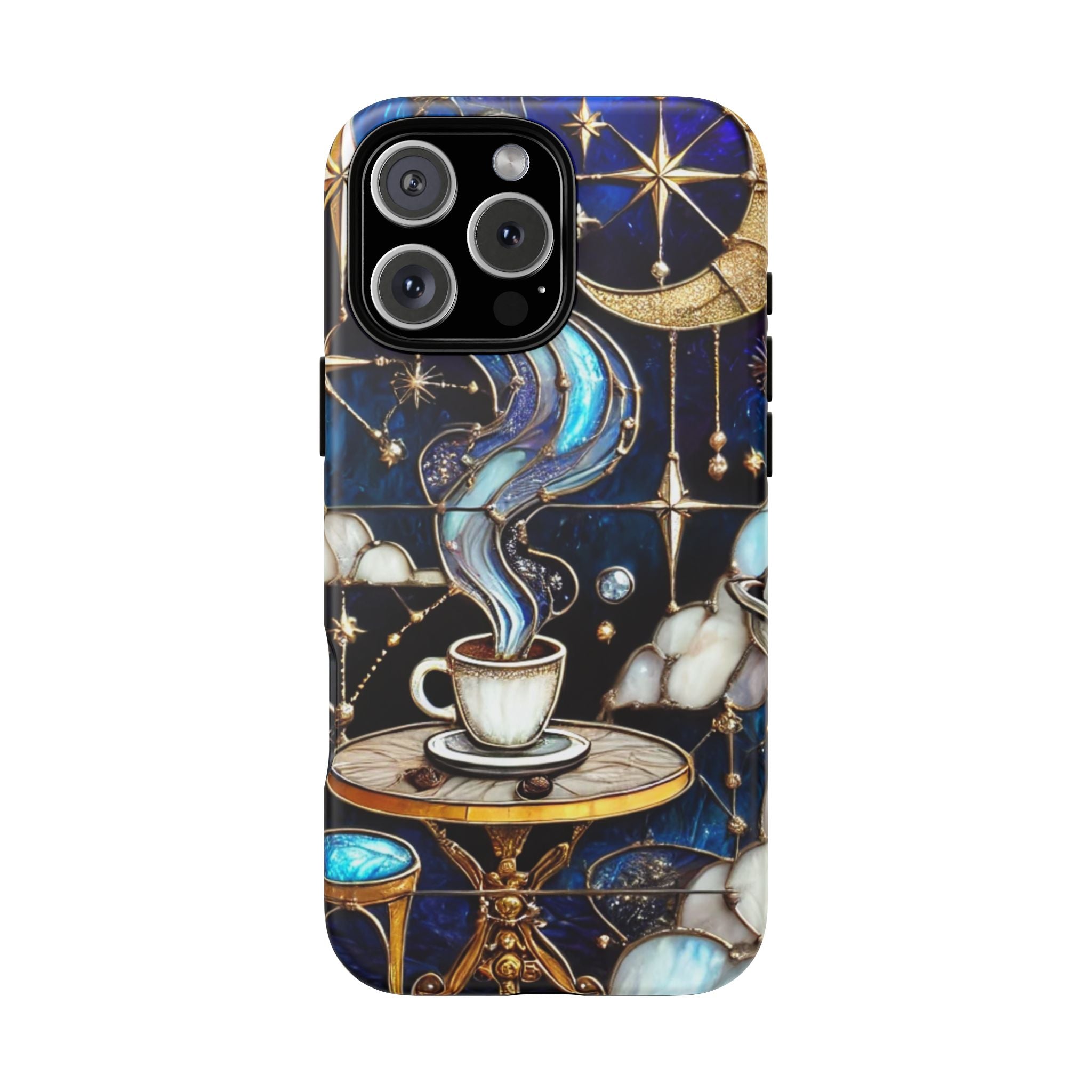 Celestial Stained Glass Coffee iPhone Case – Shockproof 3D Wrap
