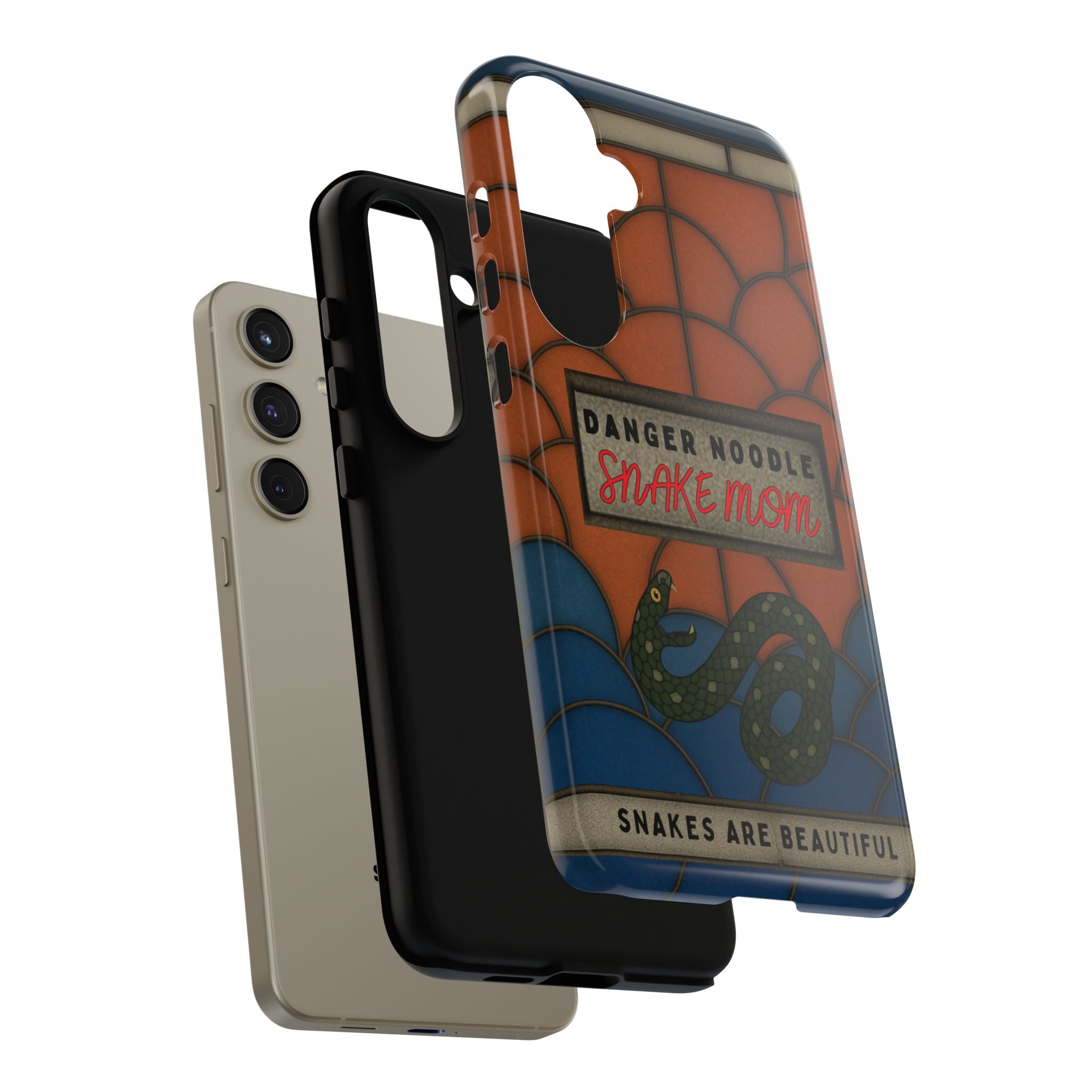 Danger Noodle Snake Mom Phone Case | Snakes Are Beautiful |Stained Glass Snake Art | Funny Snake Lover Gift |  Reptile Mom Phone Cover