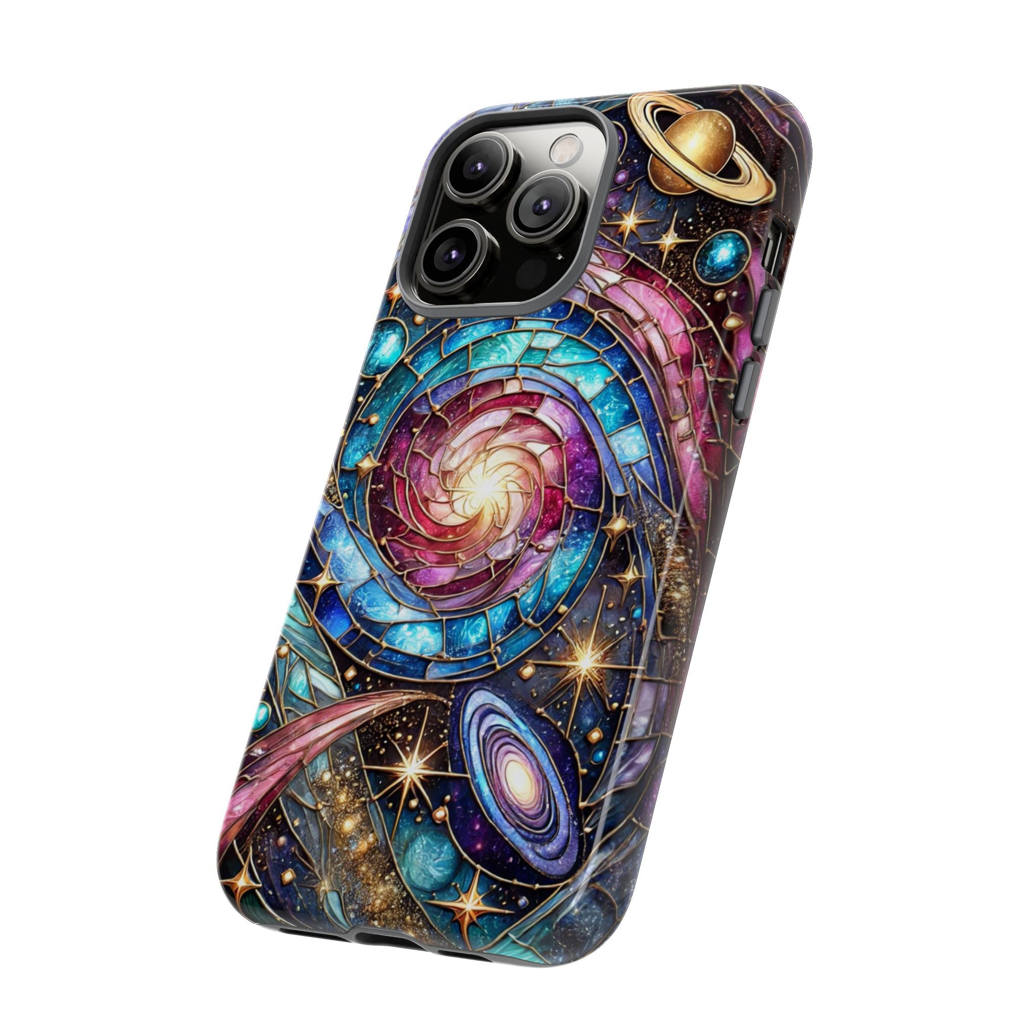 Stained Glass Celestial iPhone Case – Galaxy 3D Full-Wrap Protective Phone Cover