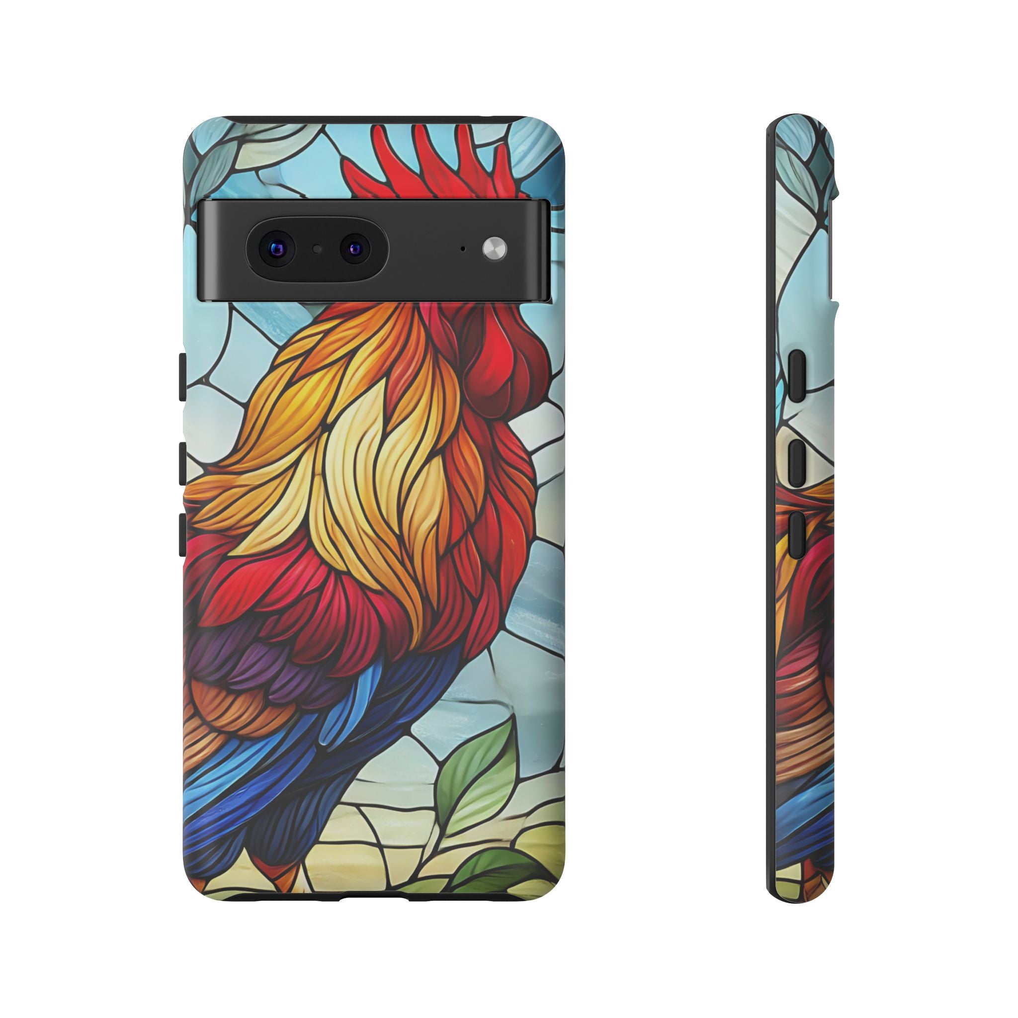 Colorful Stained Glass Rooster Android Case, Tough Protective Phone Cover, Farmhouse Decor Protective Phone Case, Unique Chicken Design
