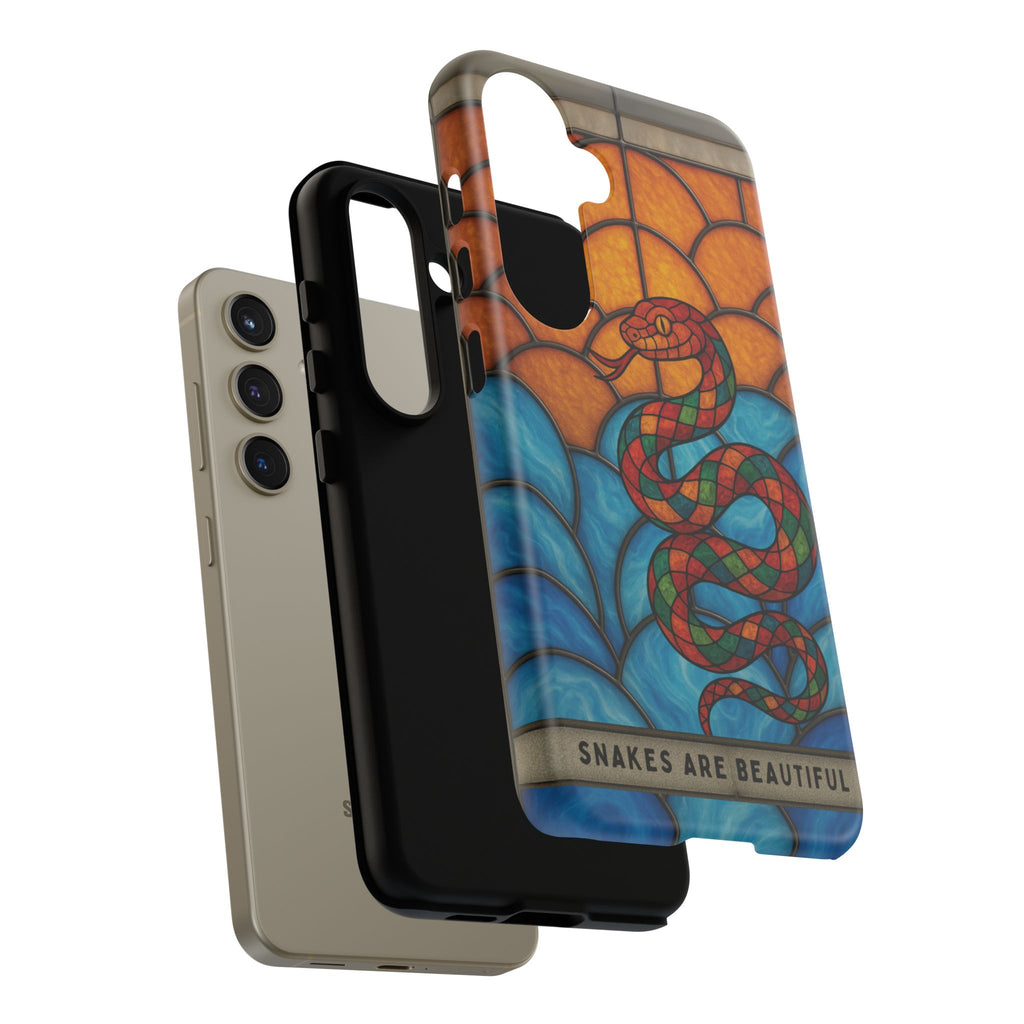 Snakes Are Beautiful Stained Glass Phone Case, Colorful Reptile Design Phone Cover, Nature Lovers Reptile Phone Case, Danger Noodle Case