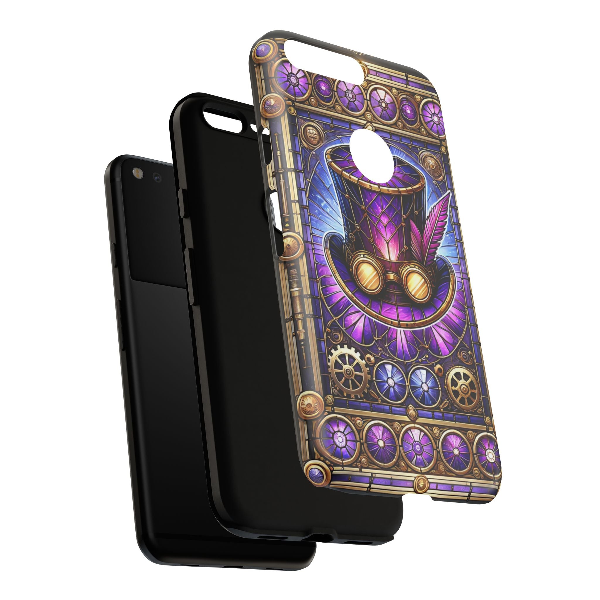Stained Glass Steampunk Android Phone Case – 3D Full-Wrap Protective Cover with TPU Liner
