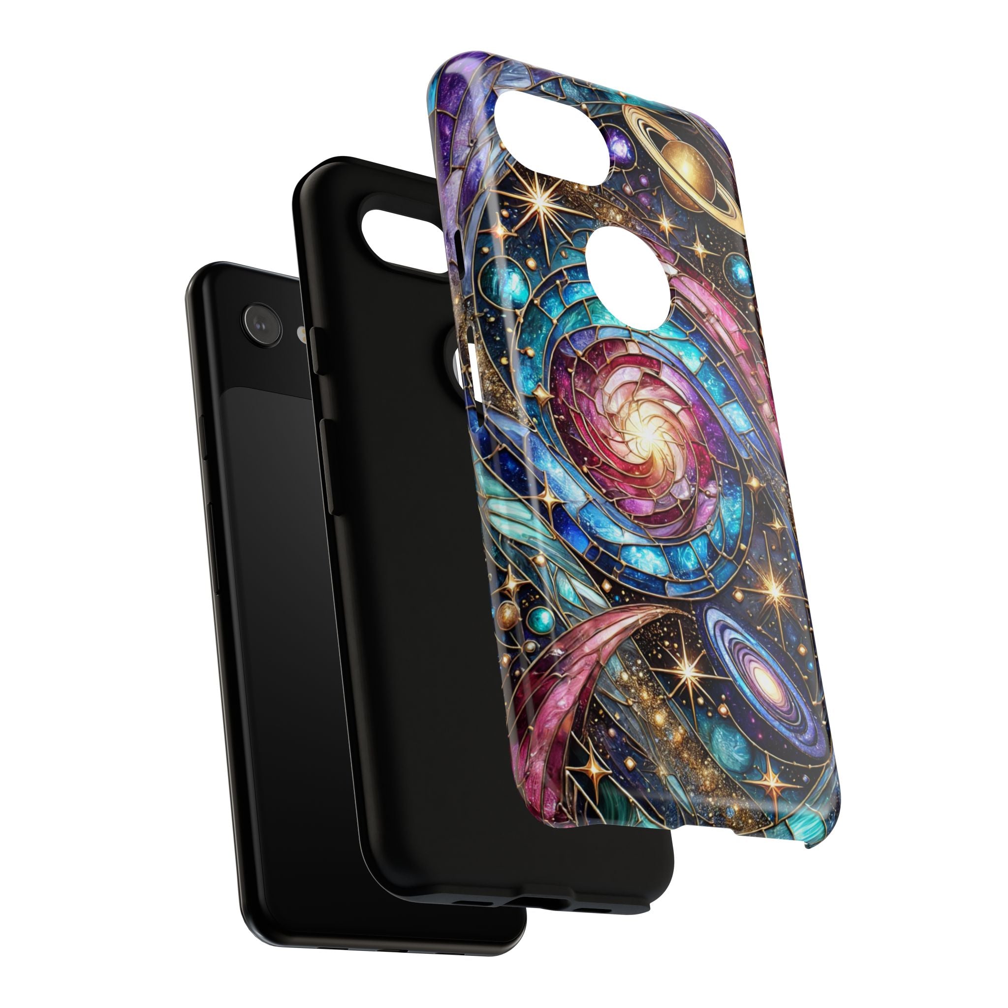 Stained Glass Celestial Android Phone Case – 3D Galaxy Full-Wrap Protective Cover with TPU Liner