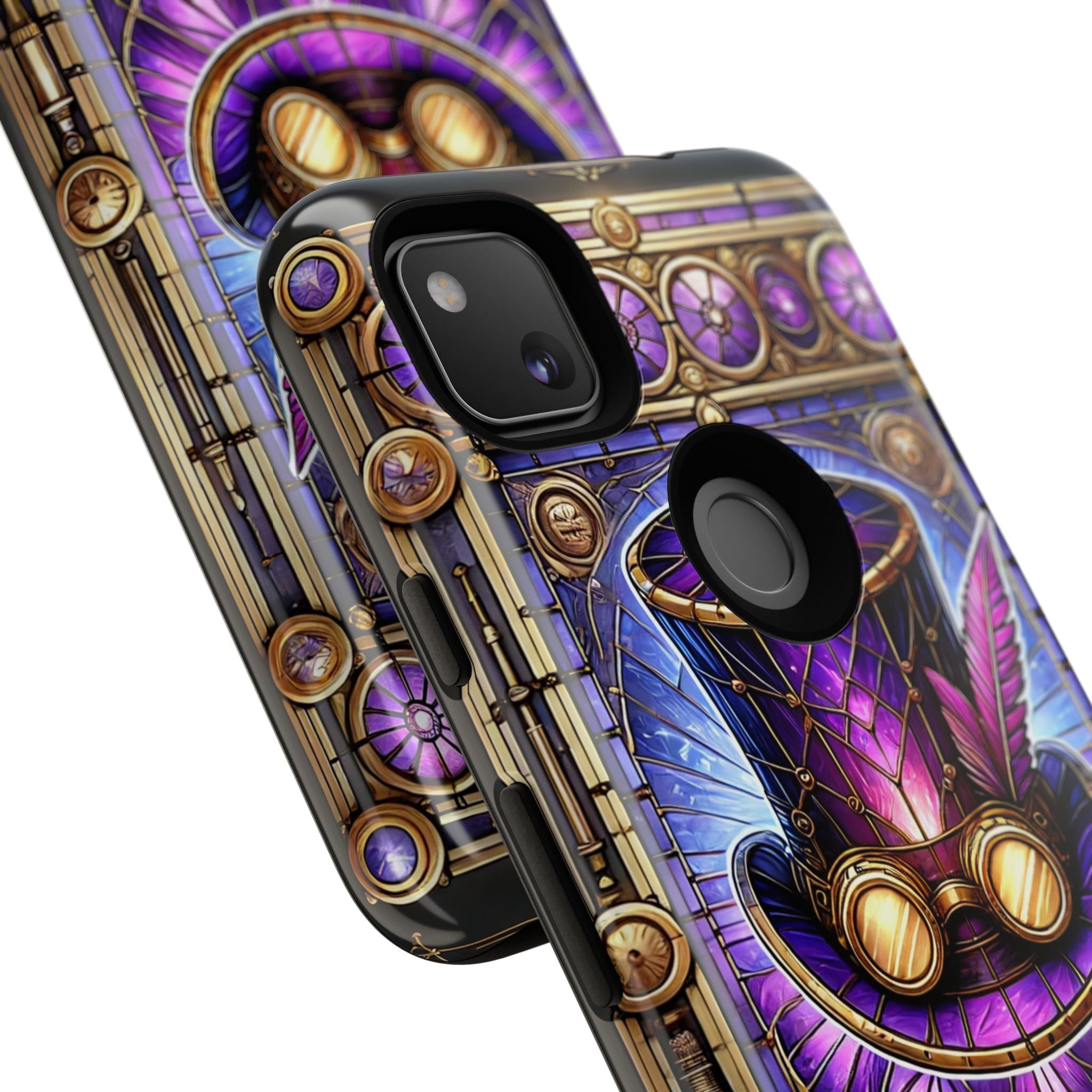 Stained Glass Steampunk Android Phone Case – 3D Full-Wrap Protective Cover with TPU Liner