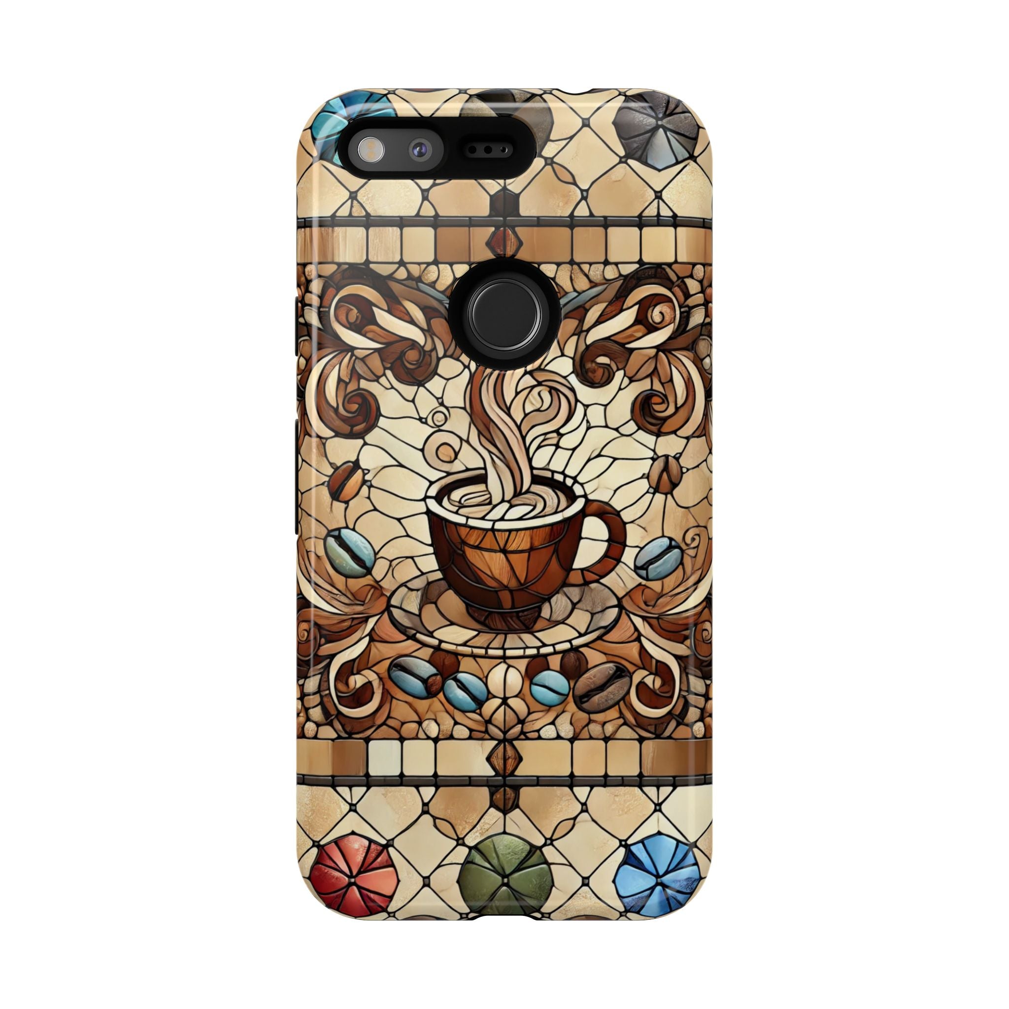 Stained Glass Coffee Android Phone Case – Shockproof TPU, 3D Wrap